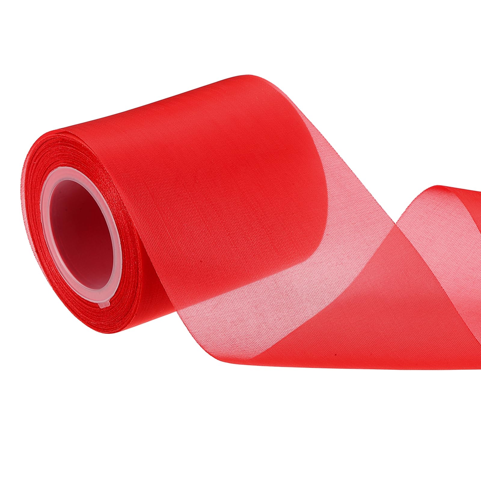 PATIKIL 3 Inch x 25 Yards Sheer Organza Ribbon, Solid Color Silk Chiffon Ribbon for Gift Wrapping Wedding Chair Sash Flower Bouquet Party Decoration Hair Bows Sewing Crafts, Red