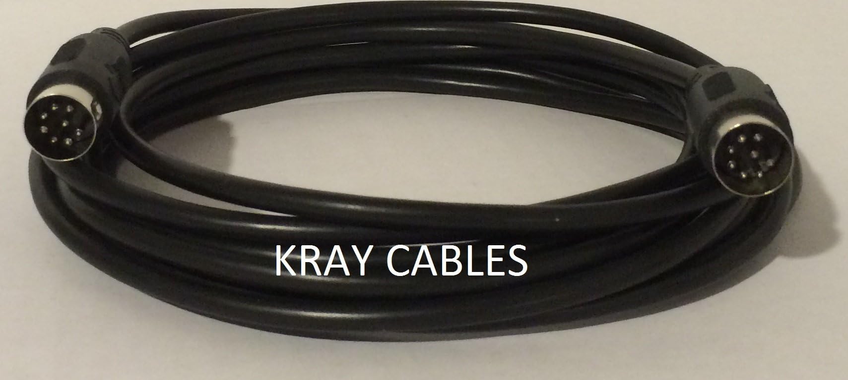 DIN 8 Pin Large Size DIN 6 Ft Black Cable MIDI Size Male Male