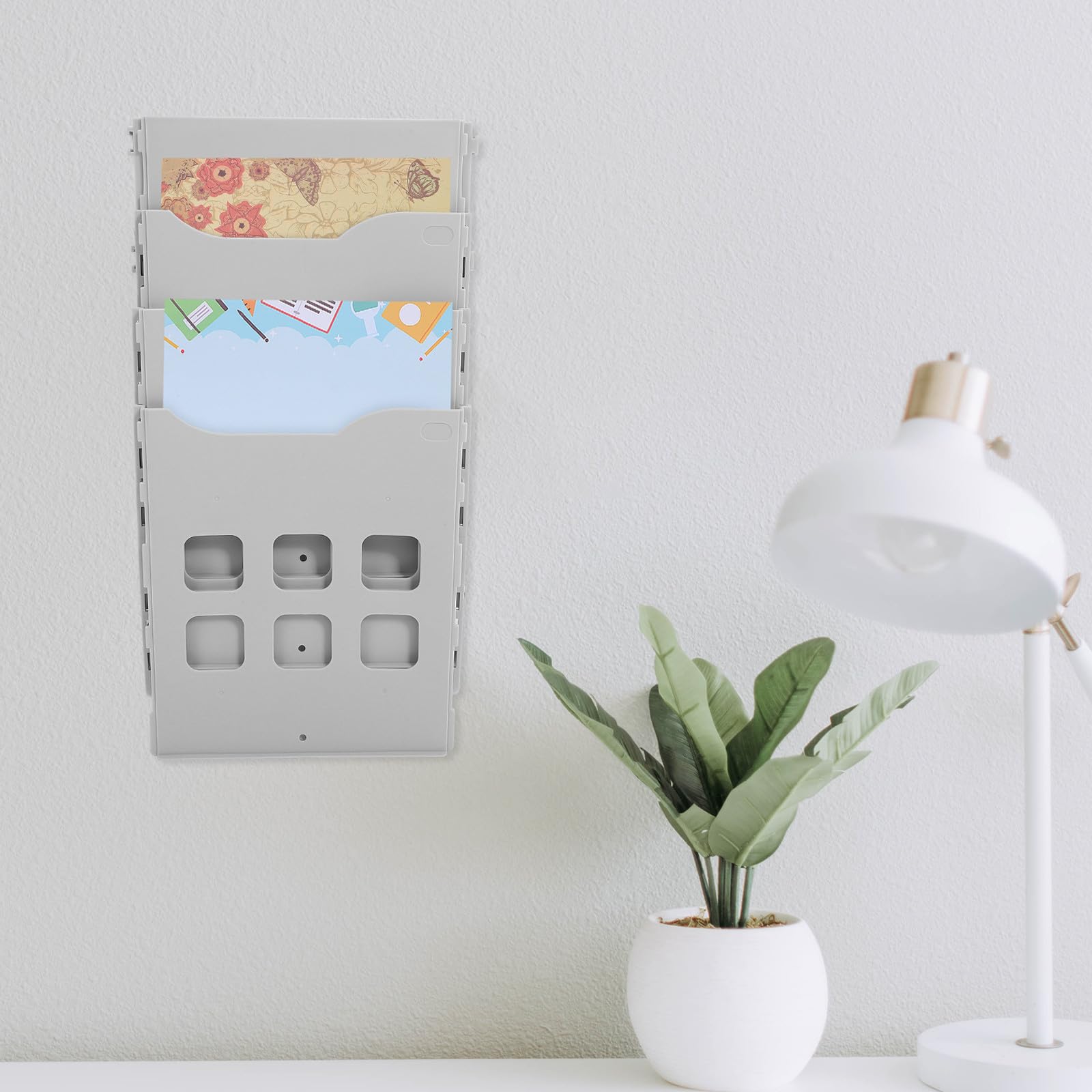 Archivador de Pared Multifunción de Plástico, Blanco, Multicapa