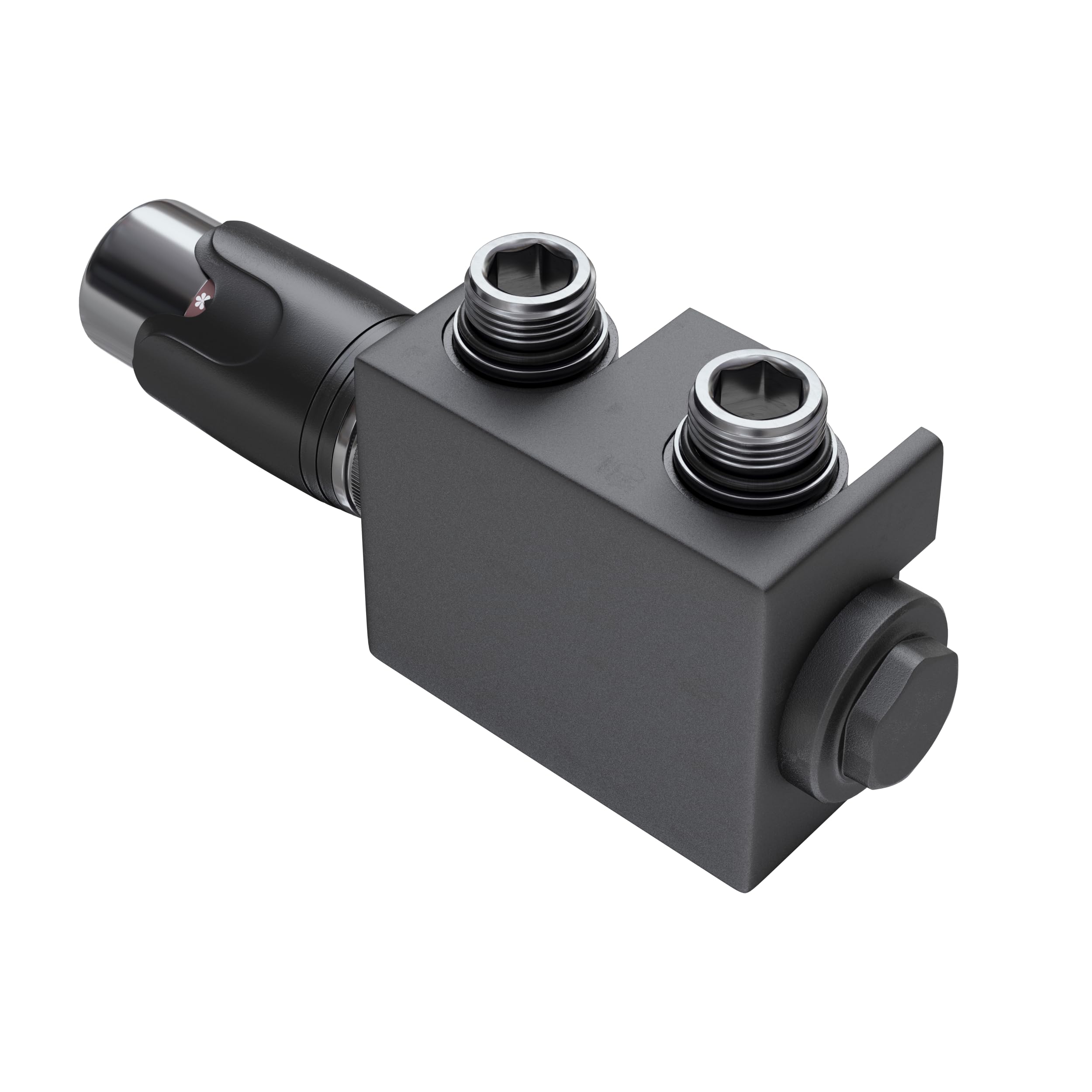VILSTEIN® Universal Heizkörperanschluss Set [MIT THERMOSTAT] - Multiblock Anschluss für Heizung - Zweirohrsystem Hahnblock Schwarz - Ventilhahnblock Amaturensystem - Durchgangs - & Eckanschluss