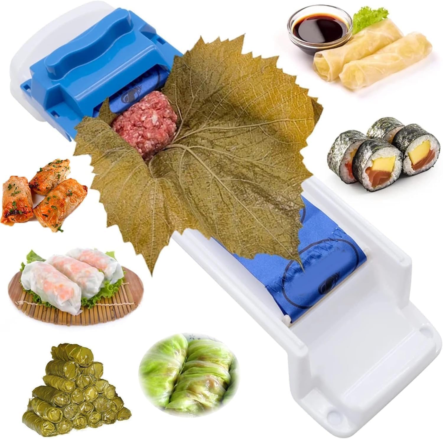 Dolmer Roller Machine, Sushi Roller Vegetable Meat Rolling Tool for Beginners and Children Stuffed Grape & Cabbage Leaves, Rolling Meat and Vegetable - Kitchen DIY Dolma Roller Sushi Maker