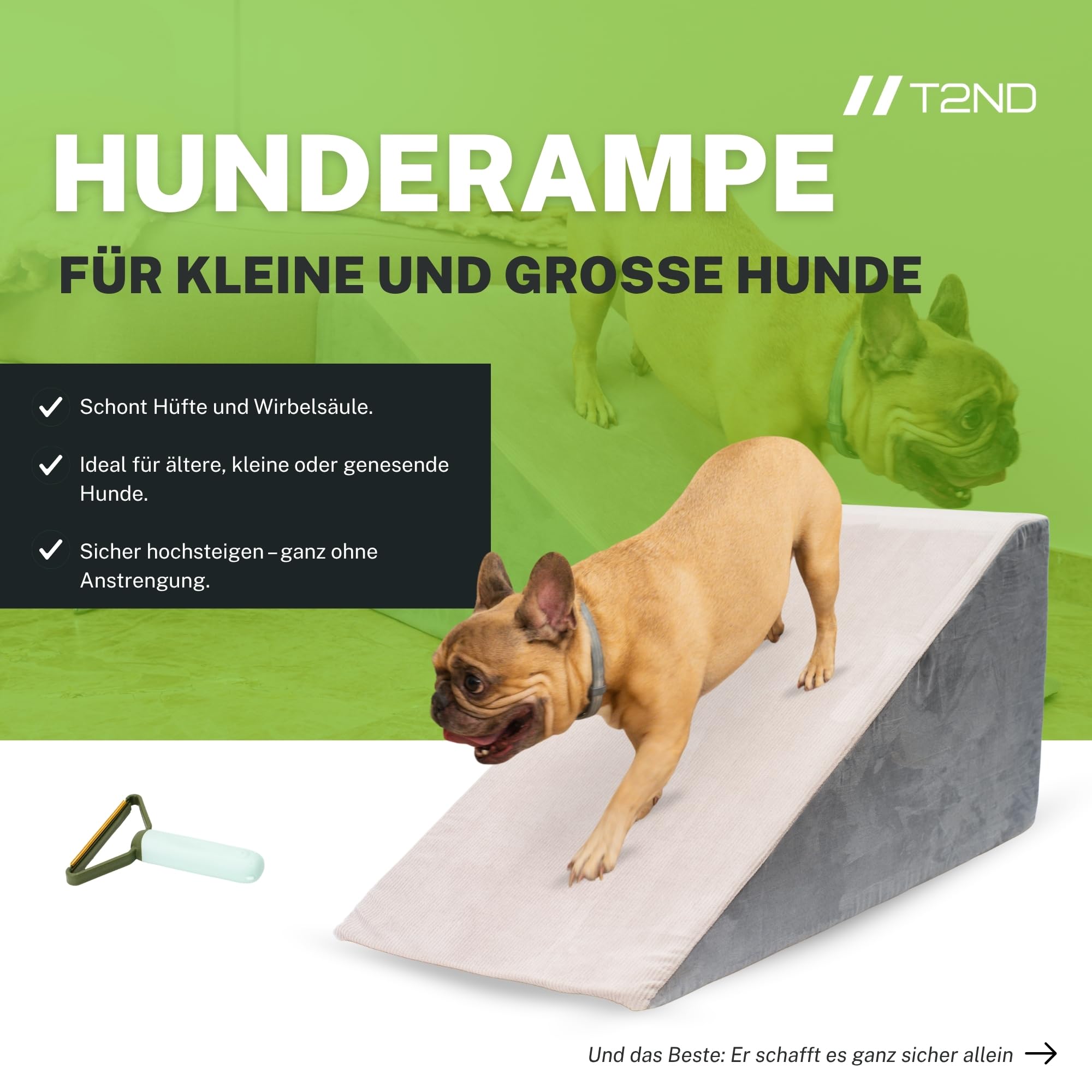 Hunderampe Sofa und Bett – Hundetreppe für kleine und große Hunde – Katzentreppe – Abnehmbarer und waschbarer Bezug – Rutschfester Boden – Rampe Hund – 40 cm Hoch