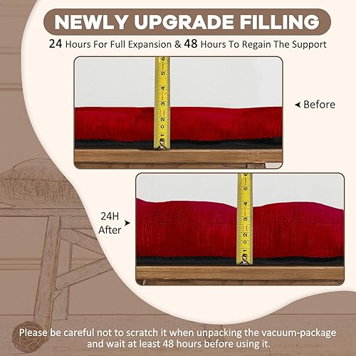 Miniatura 5 de downluxe Cojín de banco de interior para muebles de interior, antideslizante, con textura copetuda, de espuma viscoelástica, 36 x 14 x 4 pulgadas,