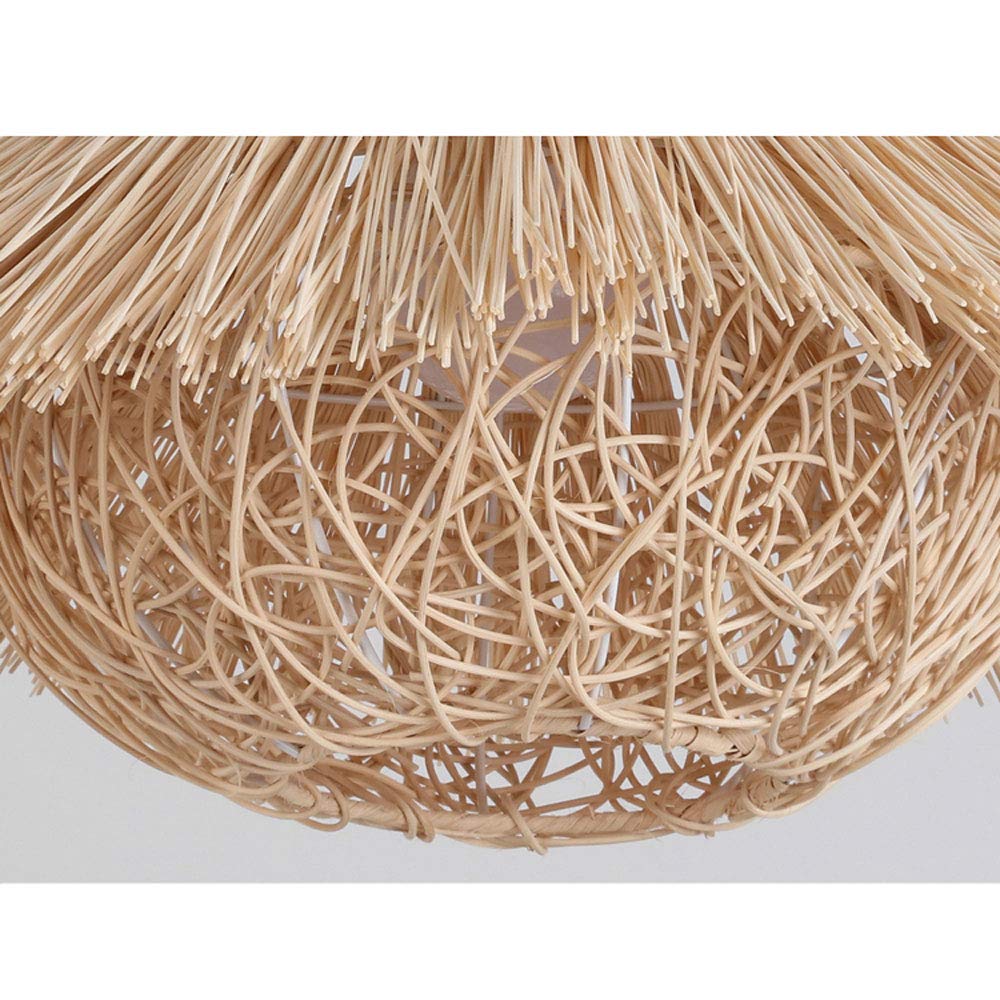 Araña De Mimbre del Sudeste Asiático Pantalla Comedor Mimbre Lámpara Colgante De Bambú Tejida A Mano con Cordón Ajustable Iluminación Retro Creativa De Nido De Pájaro