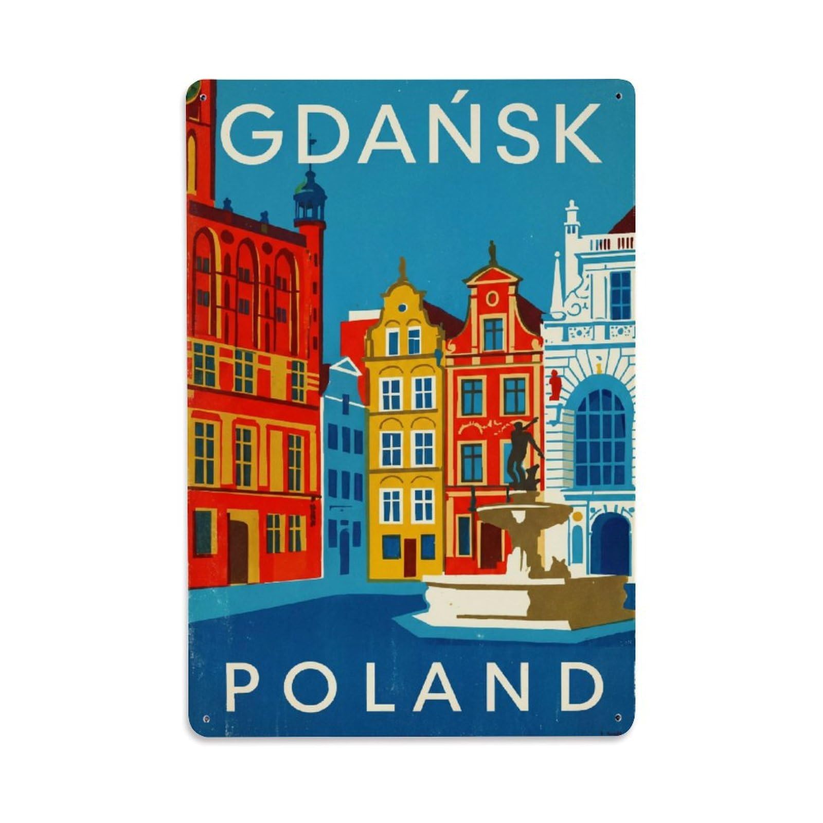 Poland Gdansk Vintage Travel Metal Tin Sign