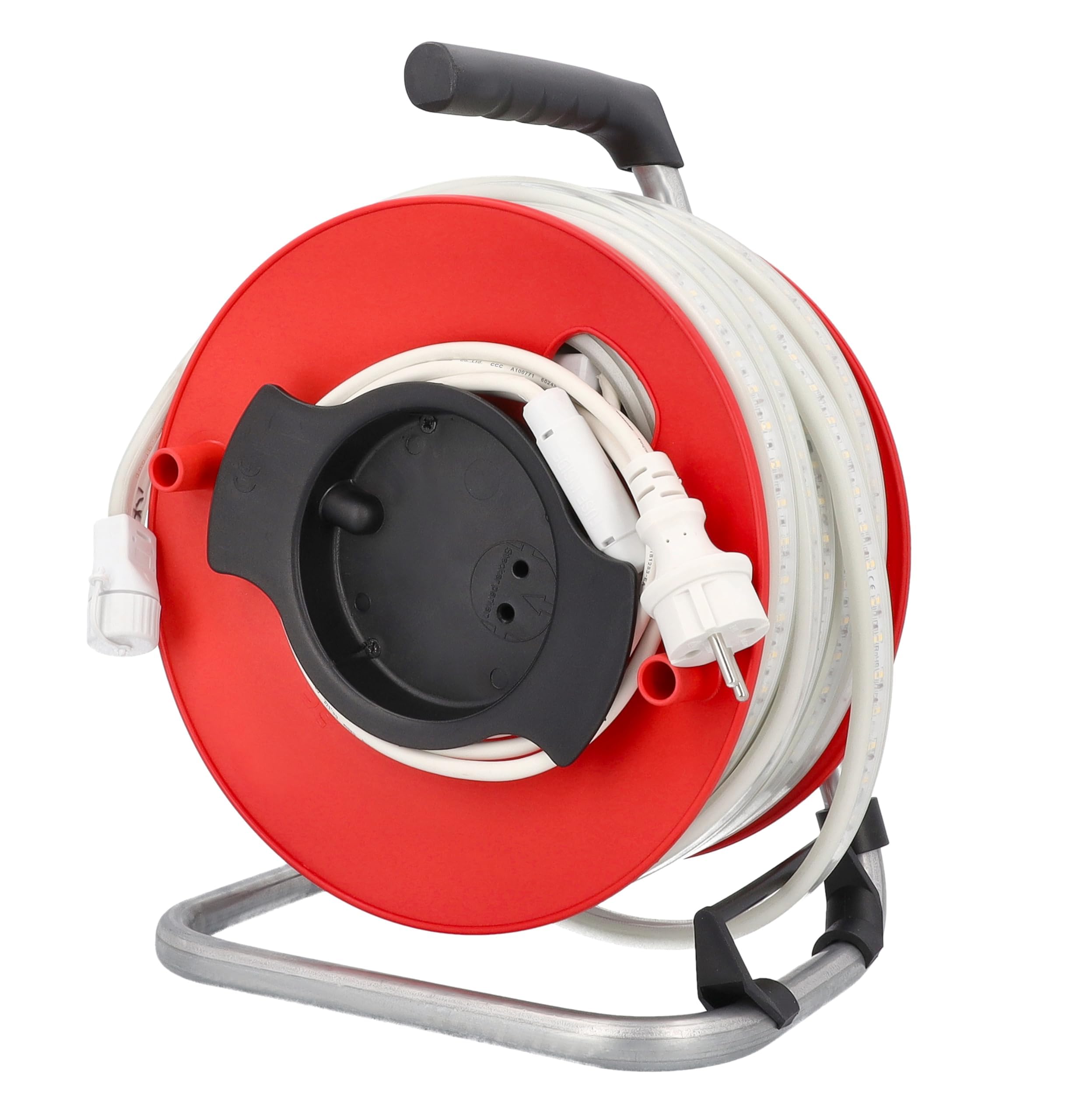 as – Schwabe LED Lichtband 15 m - Streifen Baustrahler 180W, 22.500 Lumen - langlebige LEDs - 120° Abstrahlwinkel - 10 Min Nachleuchtzeit - Lichtbandtrommel mit Befestigungsmaterial - IP65, 46713