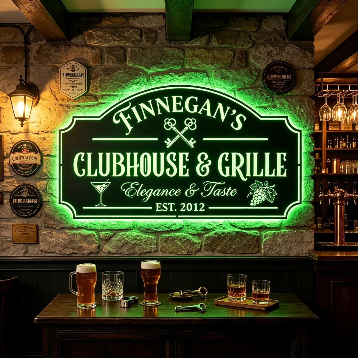 souleather Personalized Clubhouse and Grille LED Metal Sign, Custom Bar Wall Decor, Restaurant Sign, Pub Lounge Gift