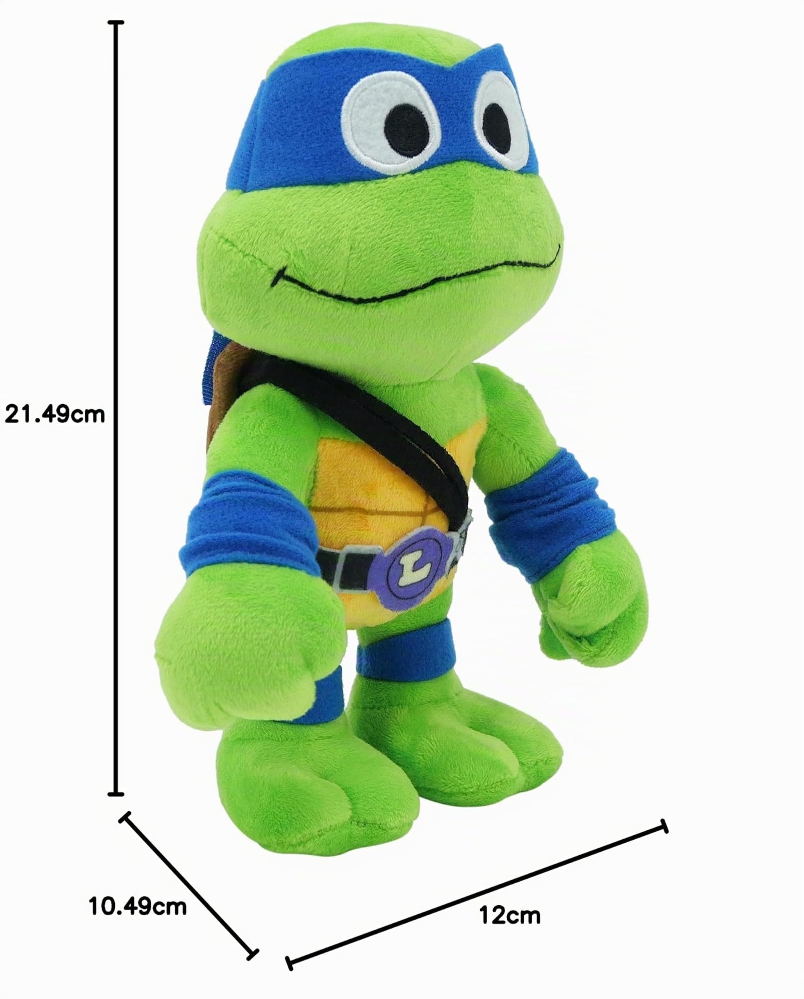 Mattel Tartarughe Ninja: Caos Mutante - Leonardo, morbido peluche alto 20+ cm con maschera blu, look ispirato al Leader Leo del film, giocattolo per bambini, 3+ anni, HRC77