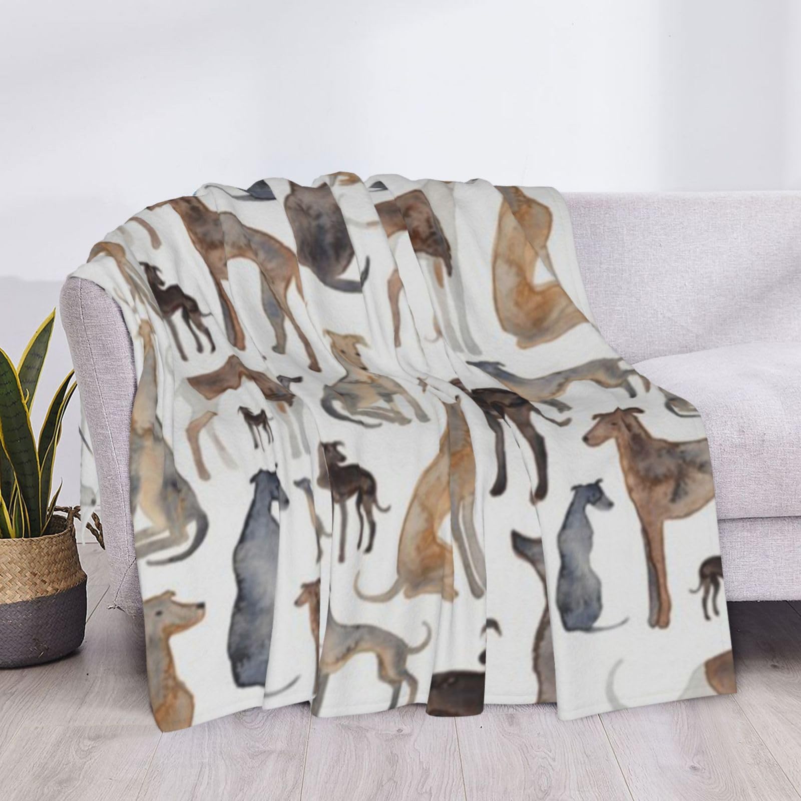 Lévrier Whippet et Chien,Couverture en Flanelle Douce et Polaire pour lit, canapé, Voyage,80"x60"