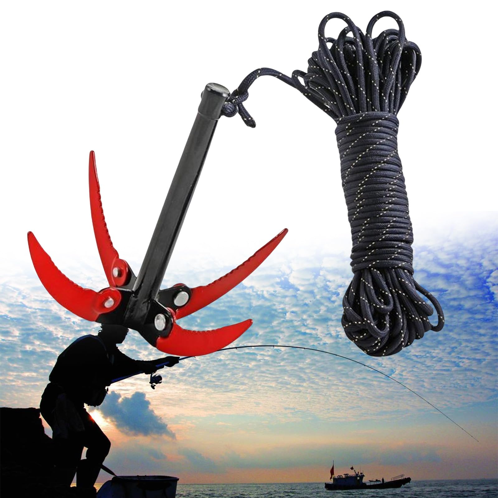 Kangnice Fishing Water Grass Puller Water Grass Remover with 20m Rope Grass Folding Grass Cutter Aquatic Grass Cutter