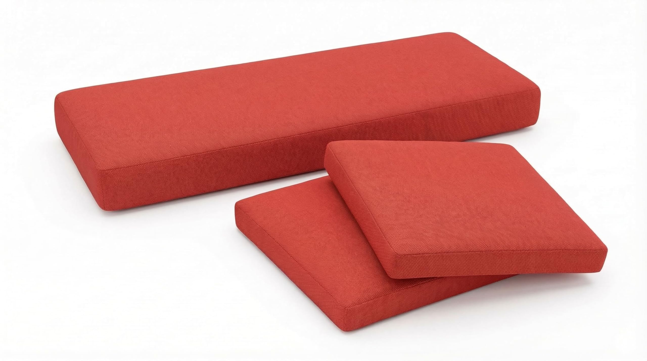 3-Piece Replacement Cushion Set for Rattan Chairs & Sofa | Comfortable Padded Patio Cushions | Indoor & Outdoor Garden Furniture Seat | Water-Resistant & Durable Covers (Red)
