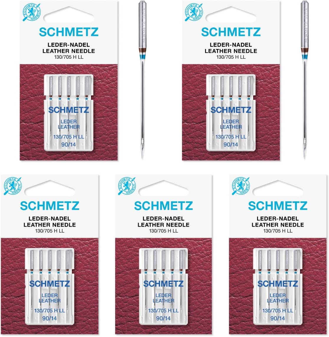 25 Schmetz Leather Sewing Machine Needles 130/705H LL 15x2NTW Size 90/1425