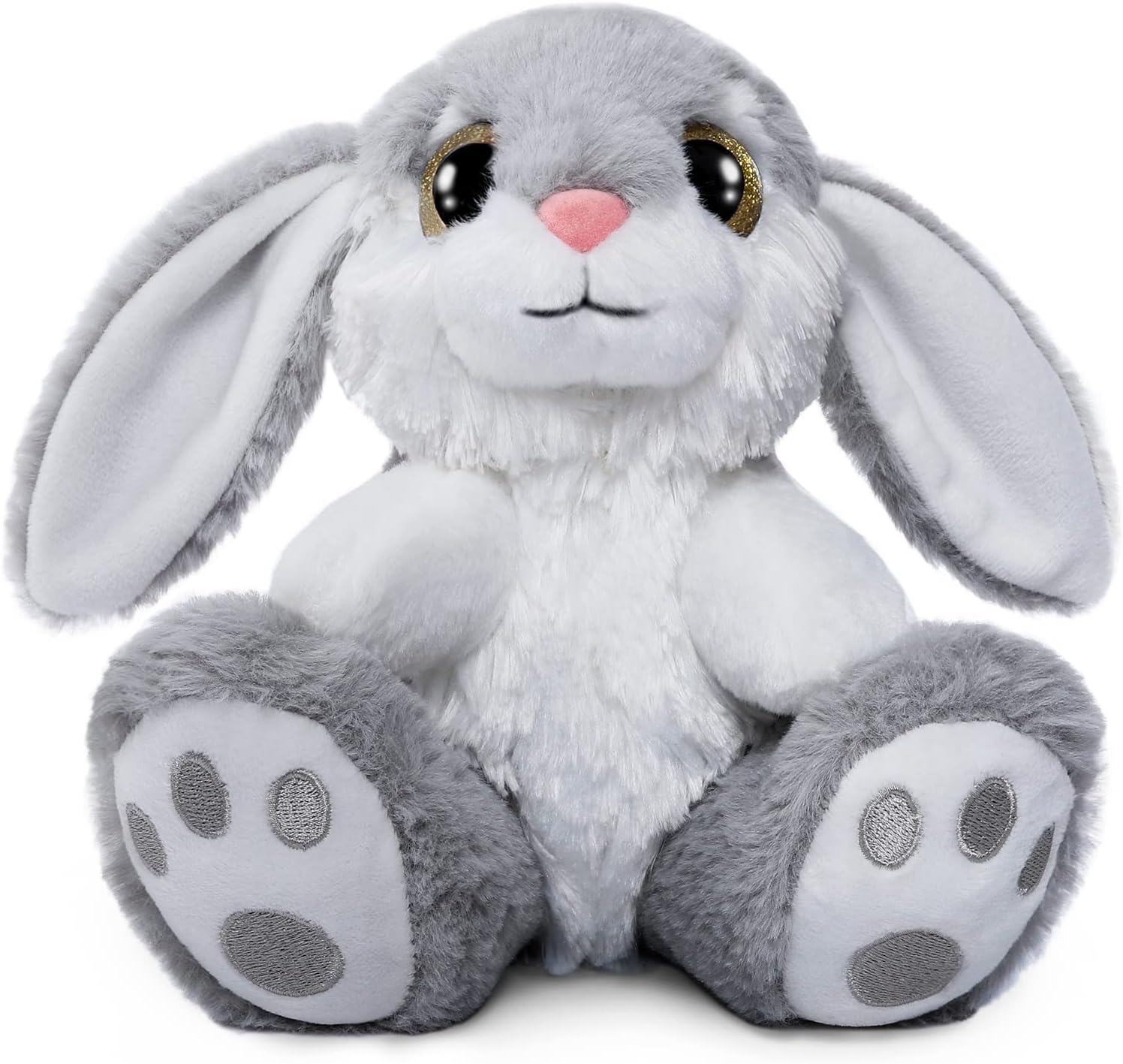 Nleio Easter Bunny Plush Soft Toy, 8.5" Plush Rabbit with Floppy Ears, Machine Washable & Softness, Bunny Teddy Stuffed Animals for Girls Boys Babies Kids Easter Toys Gifts Decorations (Gray)
