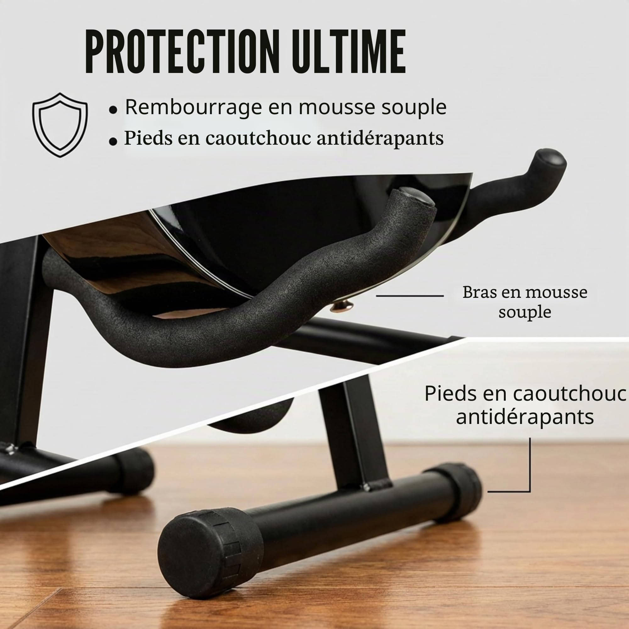 Windsor RockJam Support de Guitare Cadre A, Porte-Guitare Universel Pliant pour Guitare Acoustique, Électrique et Basse, Noir