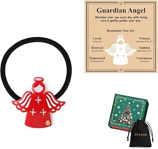 Acetate Hair Tie Guardian Angel Inspirational Gift Religious Scripture Scrunchie Christian Faith Jewelry Hair Accessory Gift for Birthday Easter Christmas Mothers Day Confirmation Baptism for Women