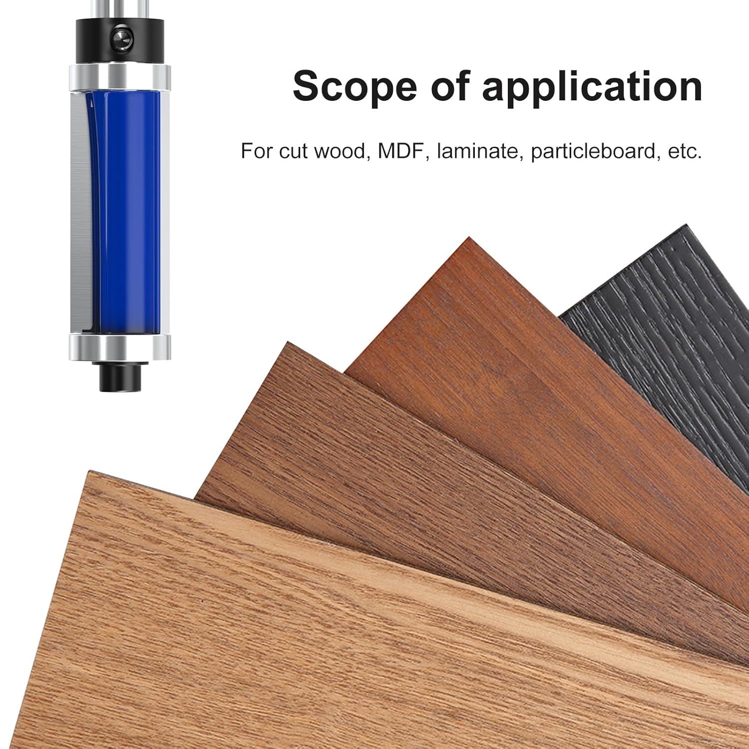 4Pcs Flush Trim Top and Bottom Bearing Router Bit 1/4-Inch Shank Professional Grade for Woodworking, Cutting Diameter: 1/2Inch, Cutting Length: 3/4 Inch, 1 Inch, 1-1/4 Inch, 1-1/2 Inch