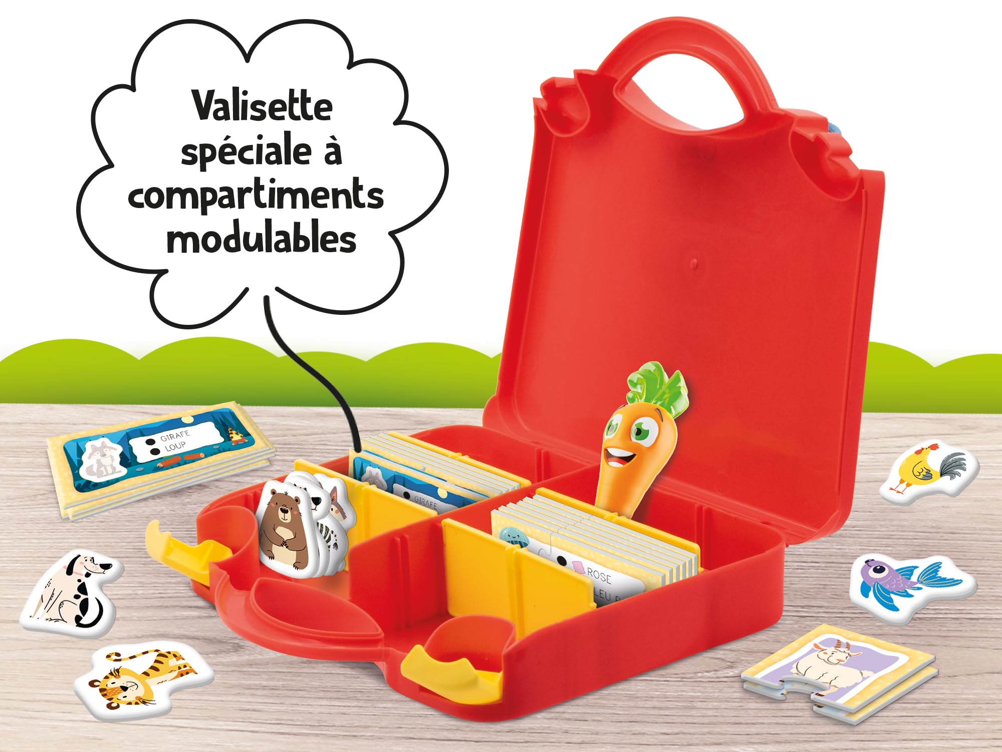 Lisciani – CAROTINA Encyclopédie des Animaux – Valisette Éducative Portable pour Enfants 3-6 Ans – Stylo Parlante & Lumineux – Quiz Interactifs Animaux – Activités Didactiques – Logique & Autonomie