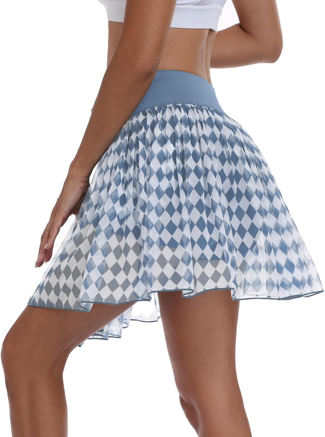BLEVONH Mesh Skorts for Women Argyle Pleated Tennis Skirt with Shorts Underneath Mini Golf Skort Athletic Pockets - Image 4