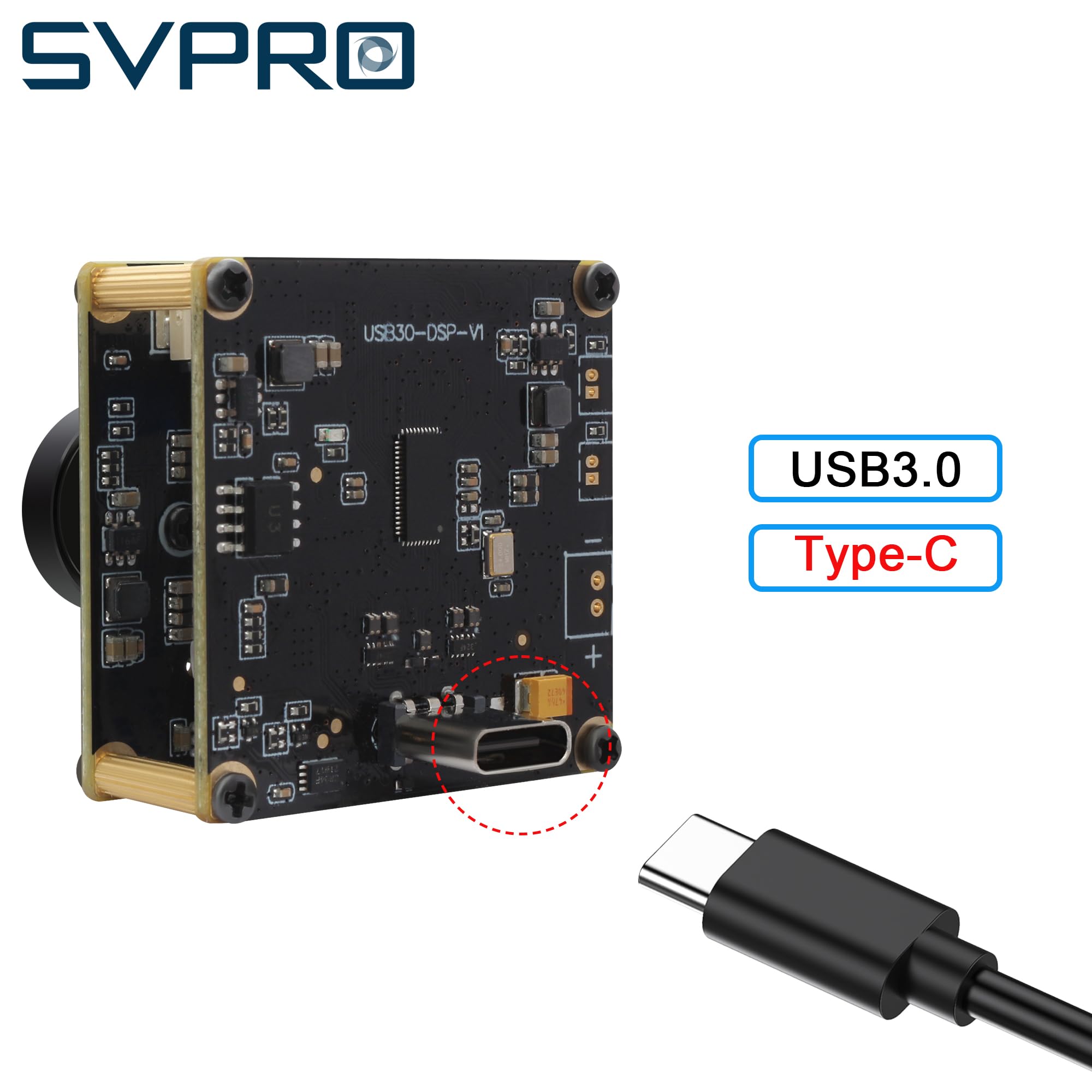 SVPRO Caméra USB 3.0 4K 60pfs, IMX678 haute résolution avec objectif M12, UVC caméra d'ordinateur Plug and Play pour Windows, Linux, MacOS, Android (L39 -M12 (FOV 120°))