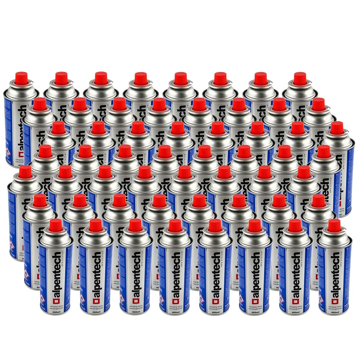 ALPENTECH | 56 Cartucce di Gas Butano 250g Anti-Fuga Clip-On TUV (UN2037) | Mega Pacco Economico per Fornello da Campeggio, Cannello, Lanterna a Gas & Diserbo.