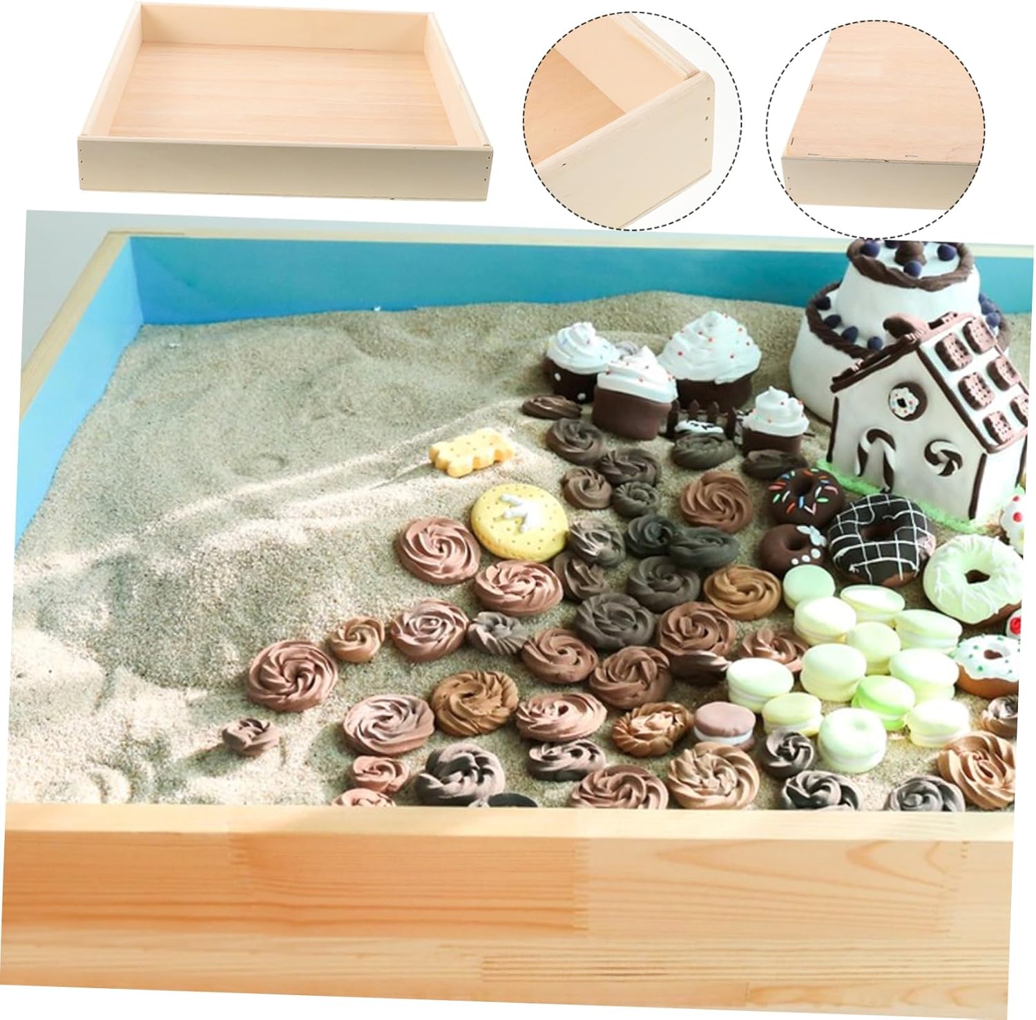 1piece Wooden Tray Portable Sandbox for Boys and Girls Boys and Girls Toy Storage Box Outdoor Indoor Toy Box