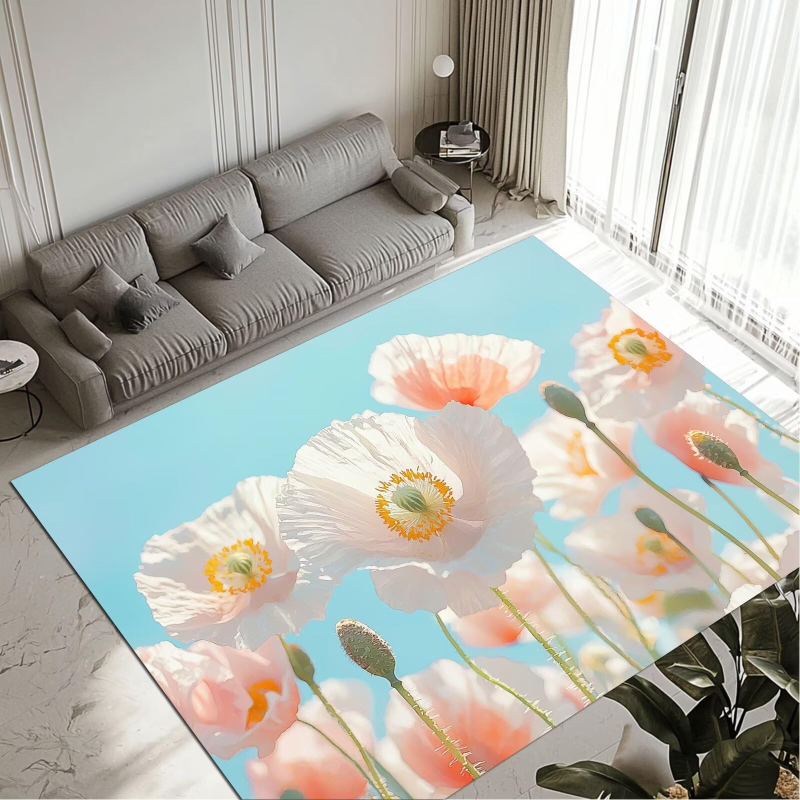 Petit tapis salon Flower 50x80cm pour embellir votre entrée et bureau