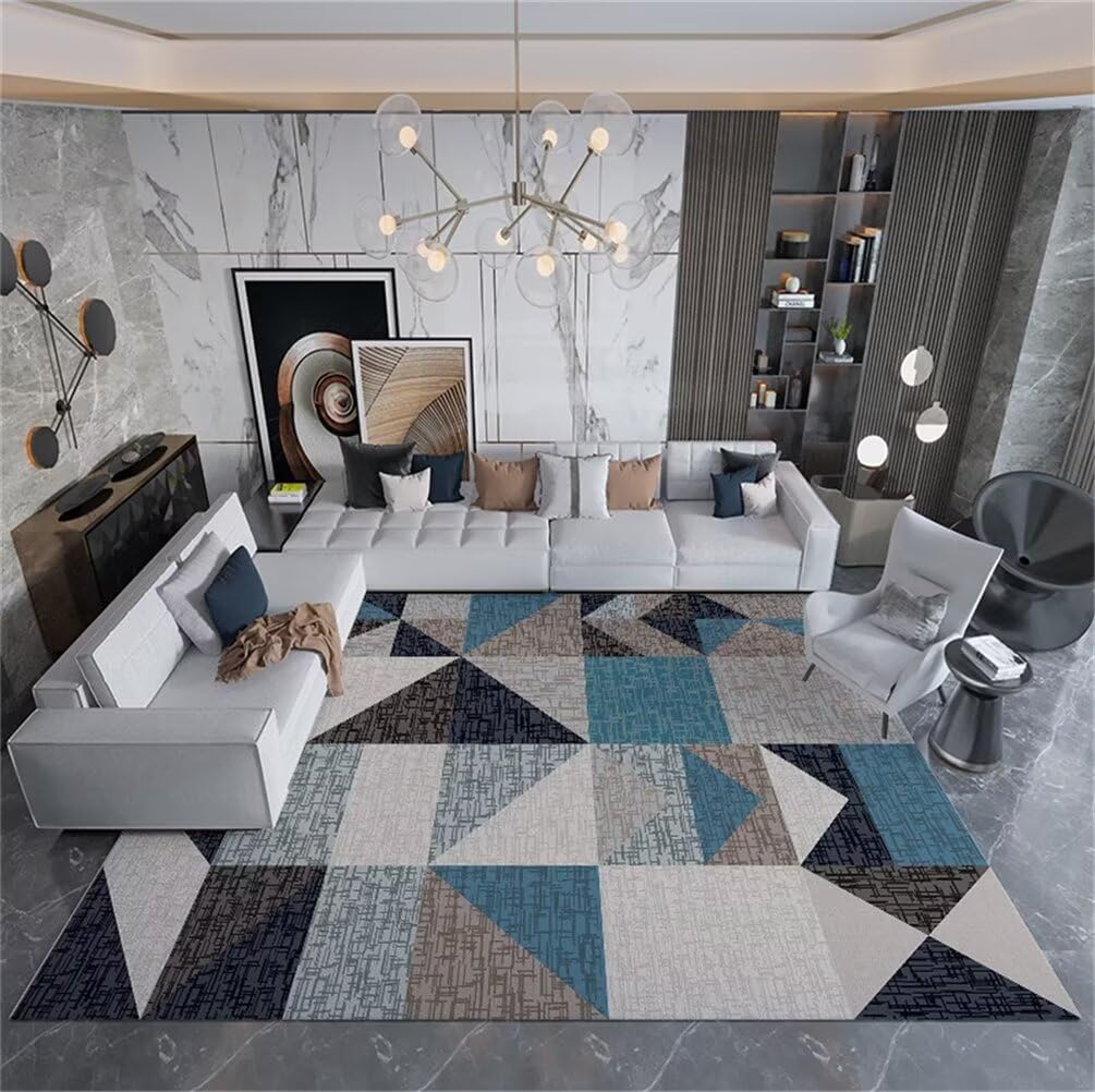 Tapis doux salon bleu 50x150cm idéal pour entrée et chambre ado
