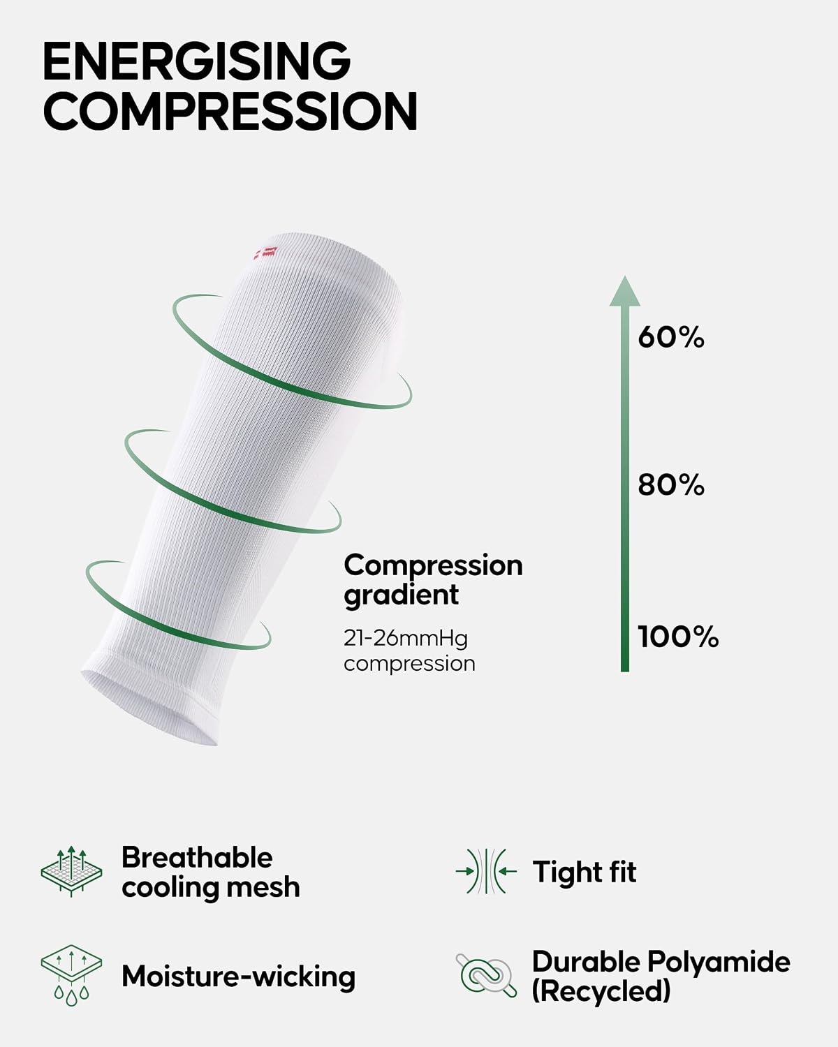 DANISH ENDURANCE Calf Compression Sleeve, 21-26 mmHG, 1 & 3-Pack | Calf Compression Sleeves, 21-26 mmHg Graduated Support for Shins & Sore Legs, for Running & Recovery, Unisex