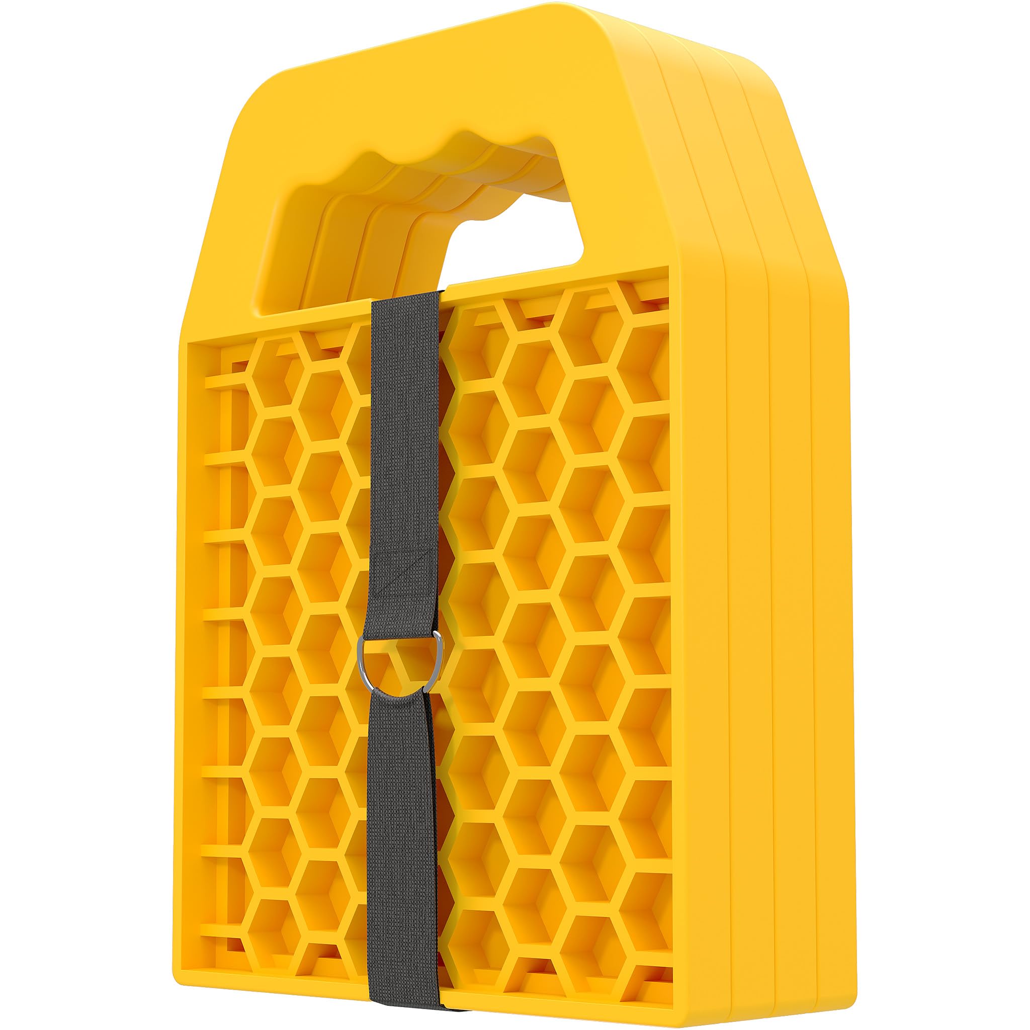 Wiltec Unterlegplatten 4er Set, Stützplatten aus HDPE mit Tragegriff und Fixierband, Kunststoff Unterleger 23,2 x 17 x 2,3 cm, Abstützplatten für Wohnwagen, Wohnmobil, Wagenheber