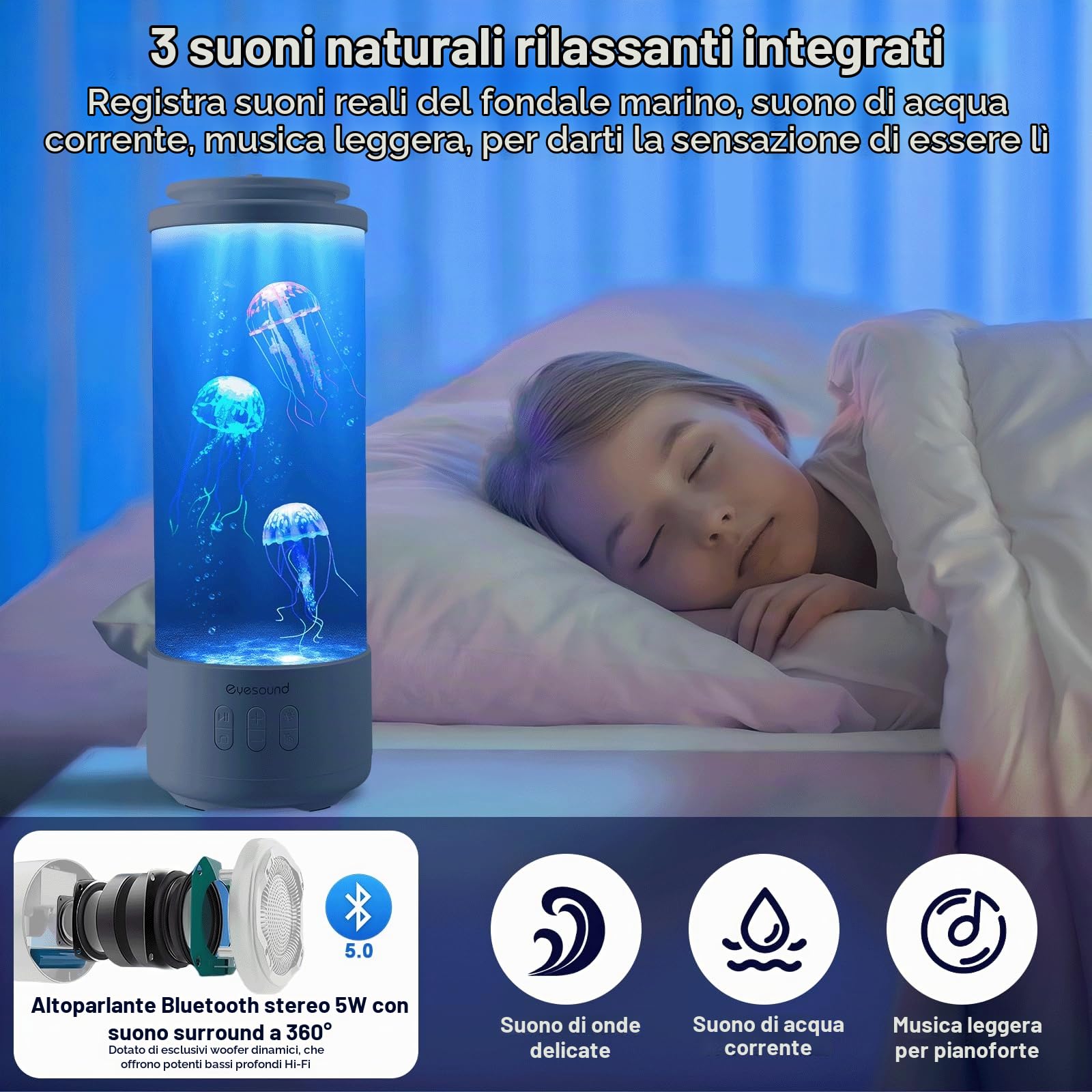 Lampada Meduse Acquario,Con Altoparlante Bluetooth, Batteria Da 3000 Mah E Telecomando,7 Colori E 4 Modalità, Controllo Della Velocità, Jellyfish Lava Lampada Per La Casa Regalo Per Bambini (Bianco-2)