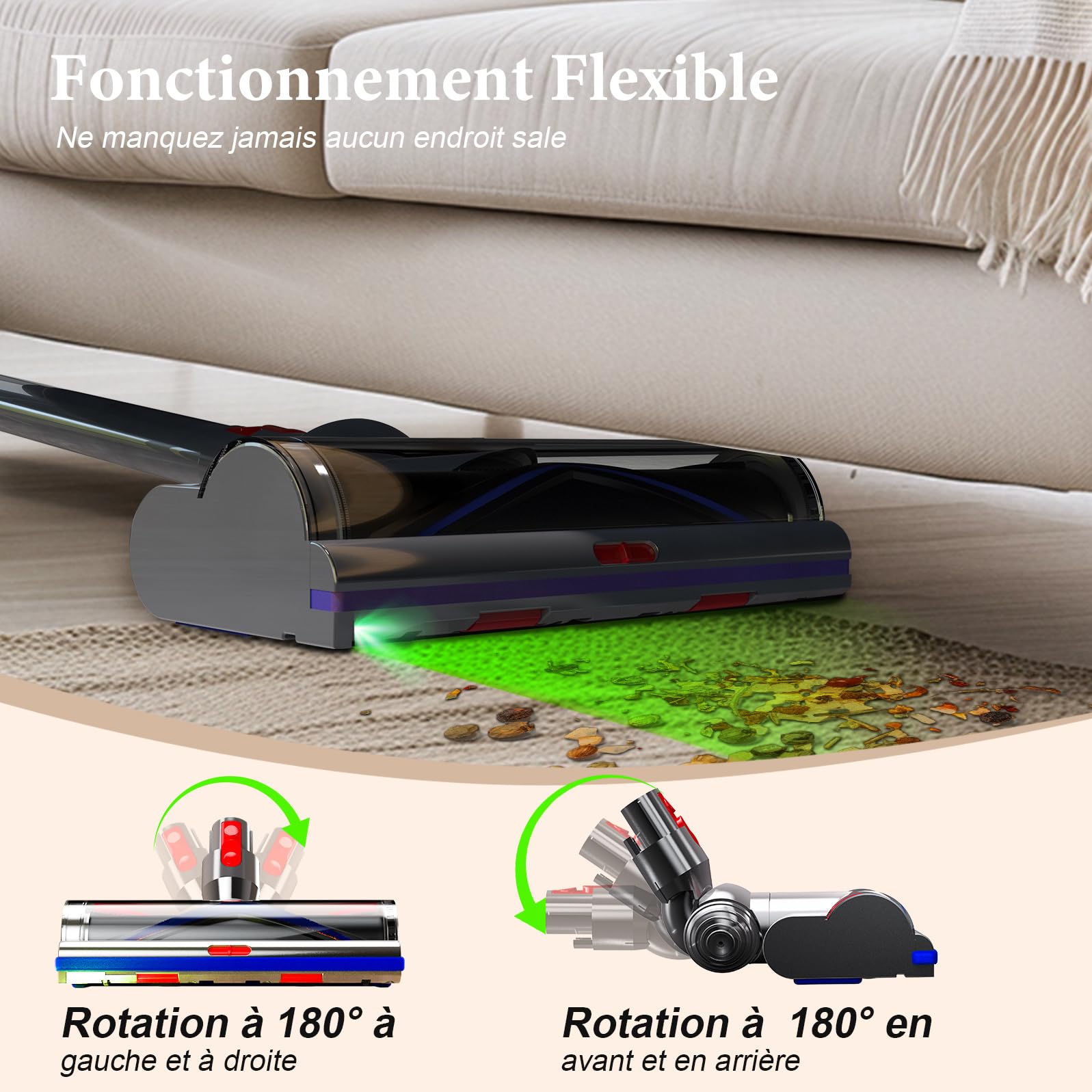 Tête de Brosse pour Dyson V7 V8 V10 V11 V15 SV10 SV11 SV12 SV14 SV15 SV22 Motorhead, Brosse Turbine, Sols Durs Pièce de Rechange 967483-04, 967483-05 - 4