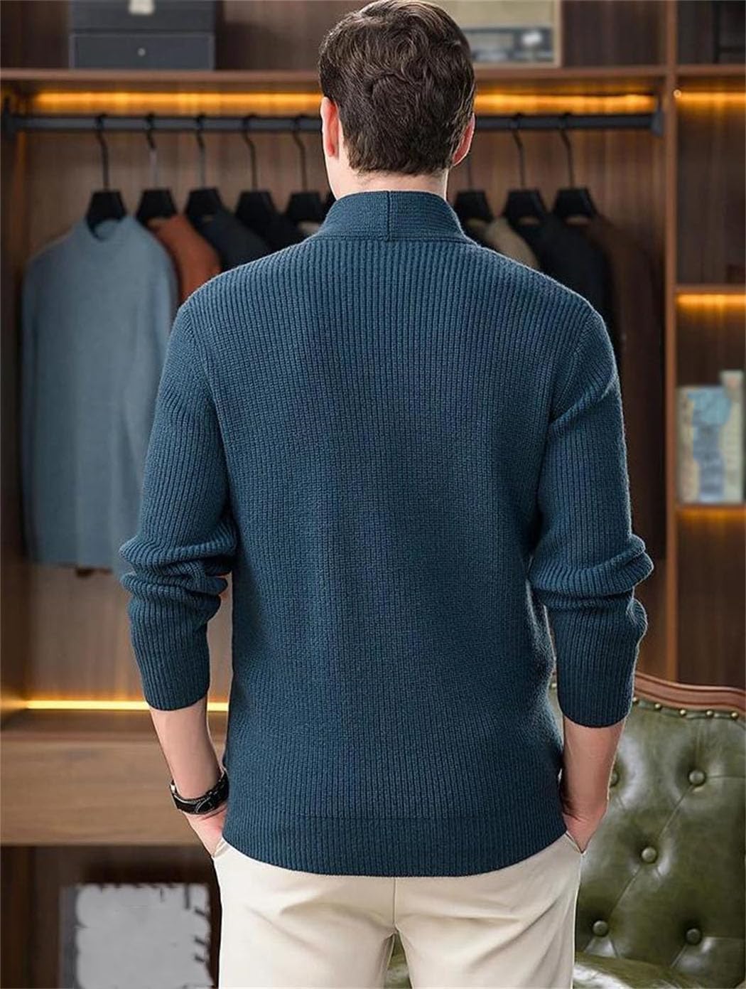 Men’s Knit Cardigan Button Front Long Sleeve Sweater Outwear Casual Wear