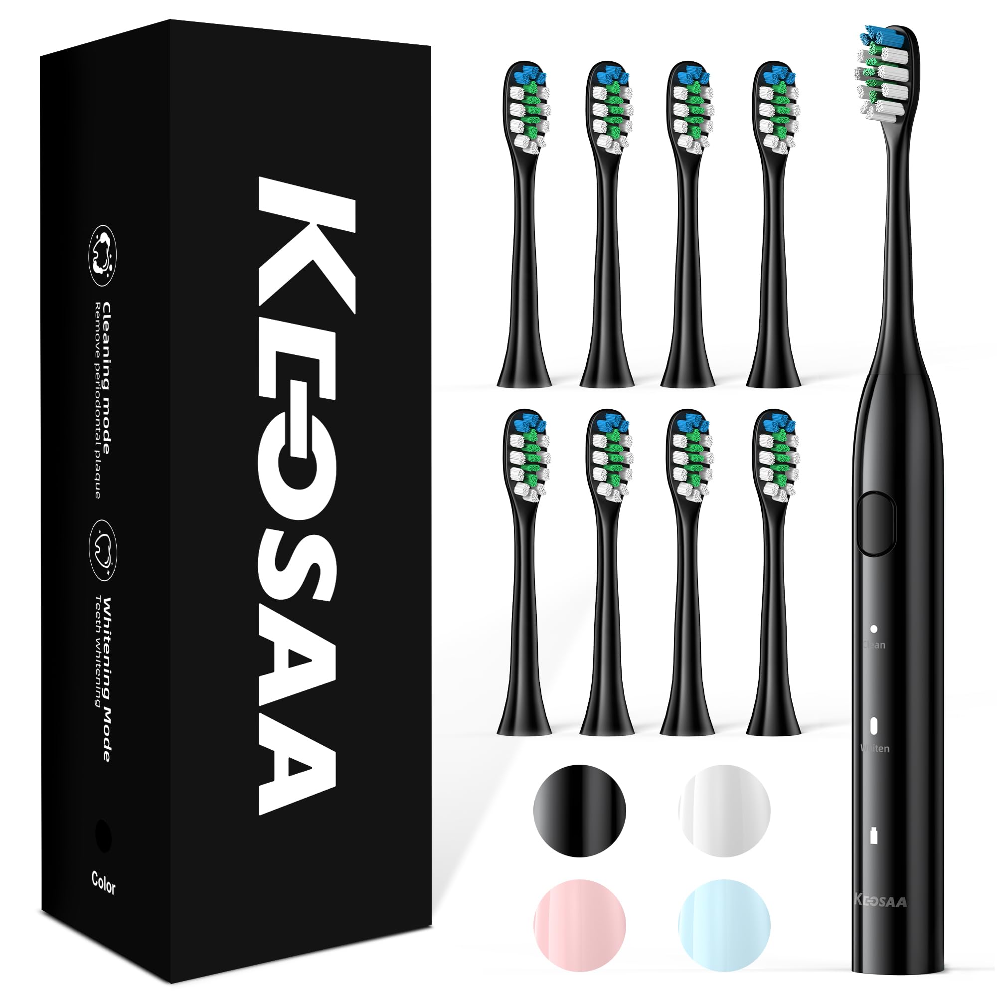 Electric Toothbrush with 8 Brush Heads, Sonic Electric Toothbrush with Fast Charge 4 Hours Last 60 Days, 2-Min & 30s Smart Timer, IPX7 Waterproof (Black)-image-46