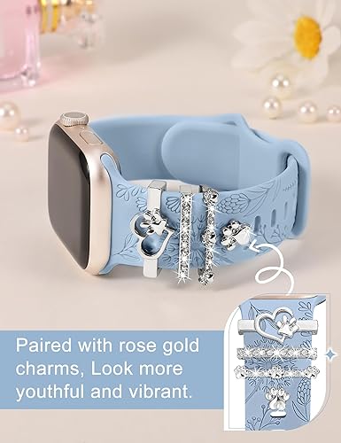 Miniatura 3 de Minyee Compatible con Apple Watch Band con dijes para mujeres de 1.614 in, 1.575 in, 1.496 in, 1.654 in, 1.732 in, 1.772 in, 1.929 in, correa de