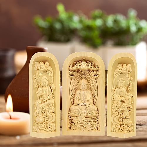 Miniatura 9 de Estatua de Buda de boj Decoración de habitación Estatuas de Buda Decoración de Buda Estatuas de Madera Artesanía Estatua de Mesa Wodoen Figura Zen