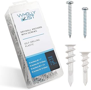 Sponsored Ad - USA Stock - Self Drilling Plastic Drywall Anchors and Screws Kit 150 Pieces Assortment kit sheetrock Wall A...