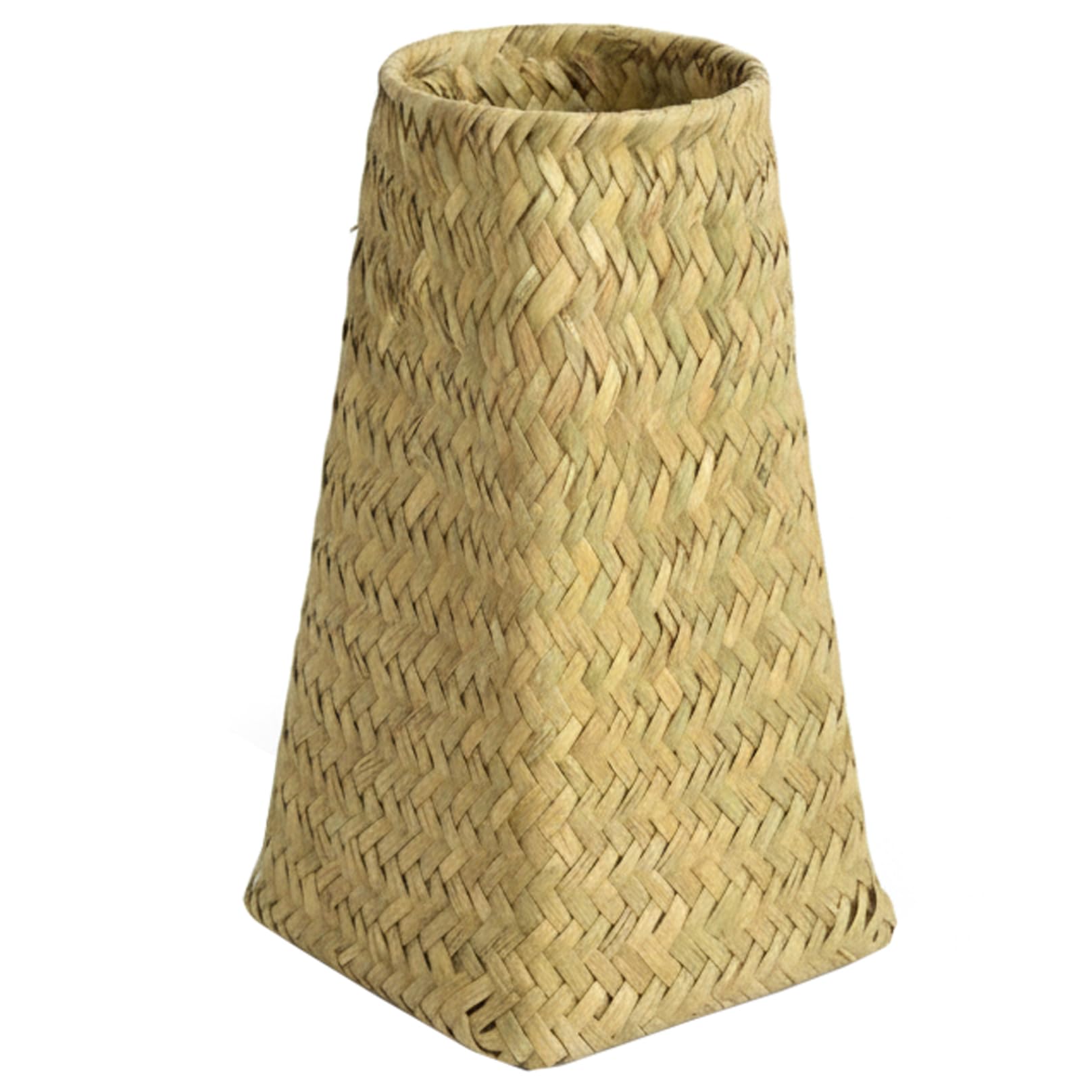 Hperu Wicker Vase 8In Rustic Cone-Shaped Wicker Flower Vase for Dried and Faux Floral Arrangements, Home Decor Centerpiece, Khaki