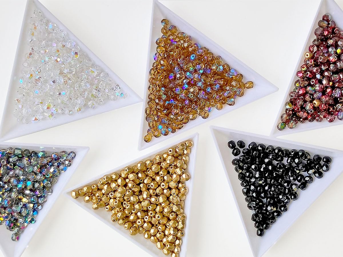 600 Perline Di Vetro Ceco Lucidate A Fuoco, 4mm, 6 Colori - Cristallo AB, Ametista AB, Oro Apollo, Per Gioielli Fai Da Te - 5