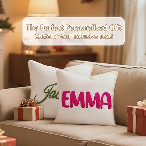 Miniatura 7 de Almohada bordada personalizada con nombre, funda de almohada personalizada con monograma hecha a mano, funda de almohada decorativa personalizable