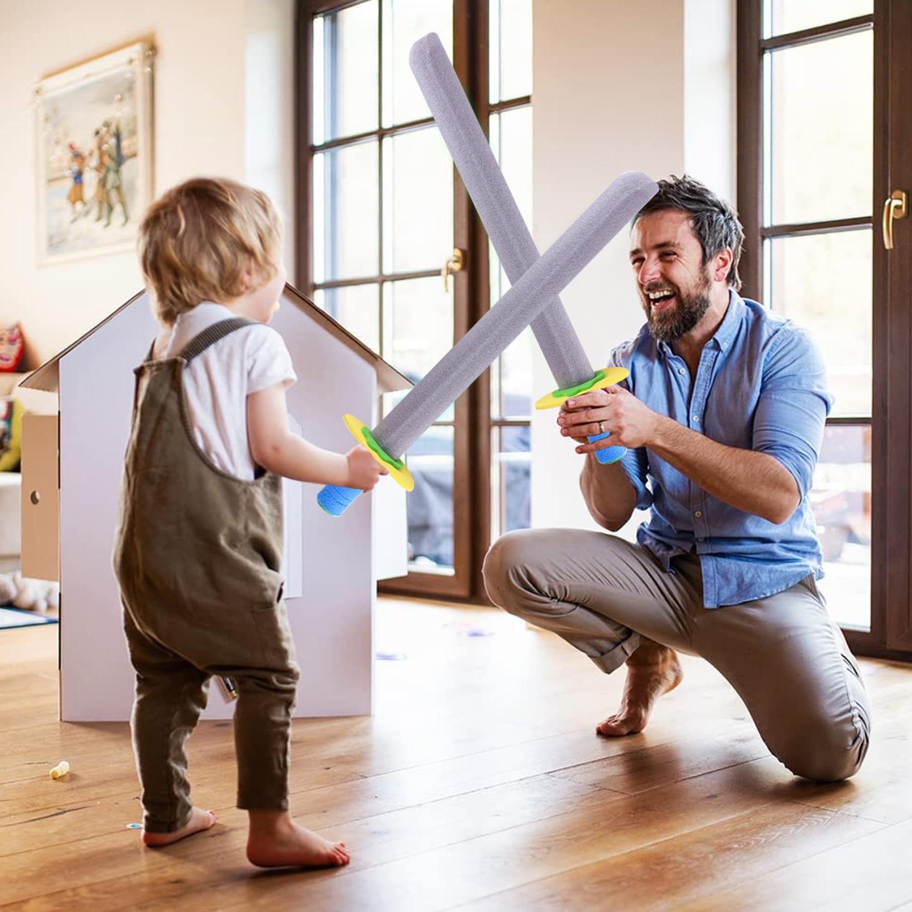 Espada de Espuma para niños, 6 uds., 21 Cuchillos de Espuma EVA, Espada de Juguete, 2 Estilos, Segura, Suave para niños y niñas, Mango de Color Aleatorio