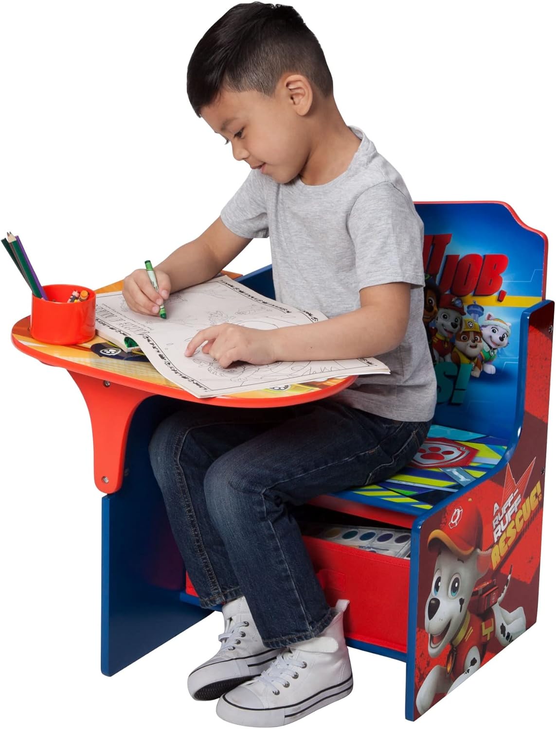 Delta Children Chair Desk with Storage Bin + Design and Store 6 Bin Toy Storage Organizer, Nick Jr. PAW Patrol (Bundle)