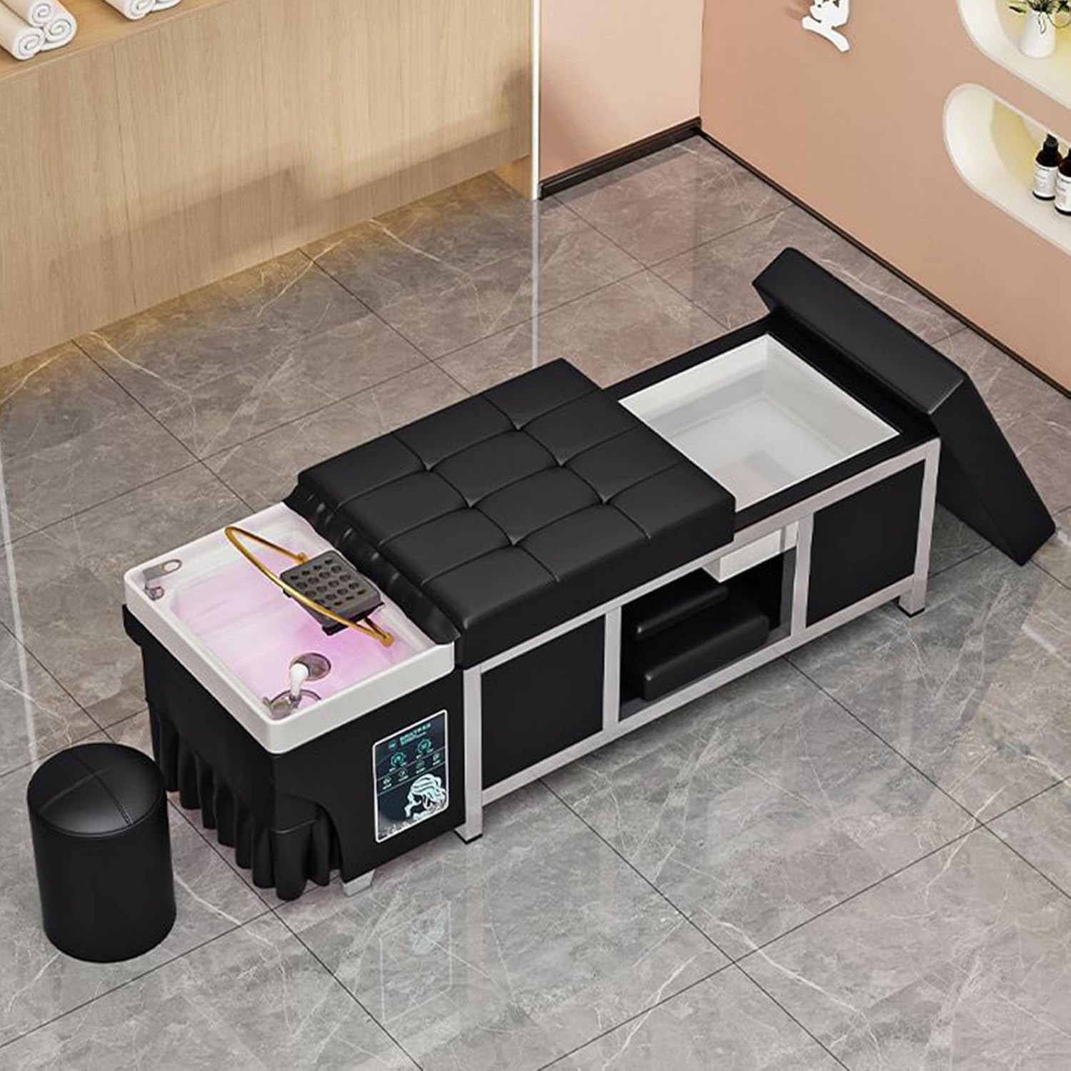 Medical Beauty Scalp Treatment Shampoo Bed No Upper Lower Water Pipes Water Storage Type for Spas Salons Hospitals