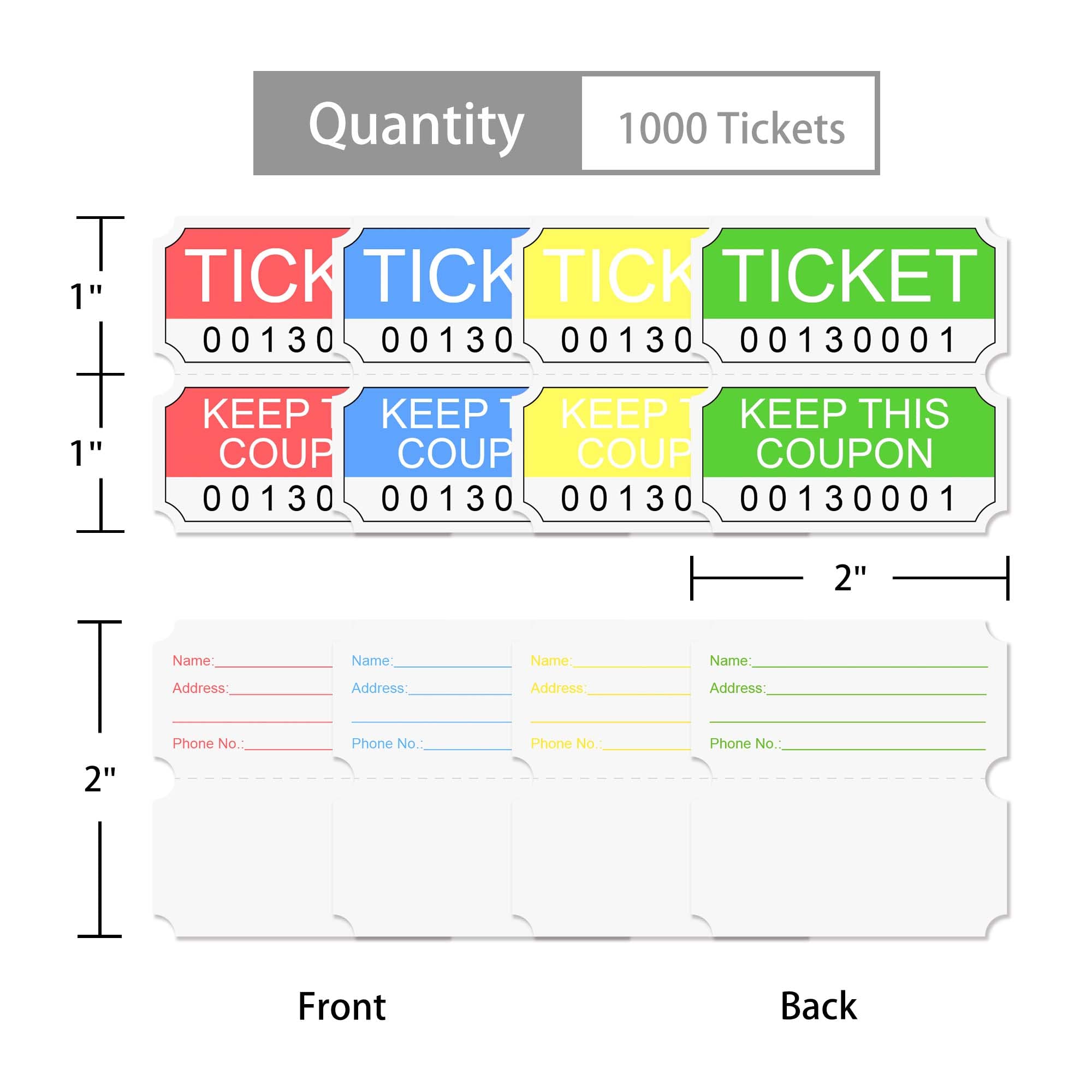 Double Raffle Tickets Layout Essential 4000 Assorted Double Raffle Tickets Set of 4 Assorted Color ...