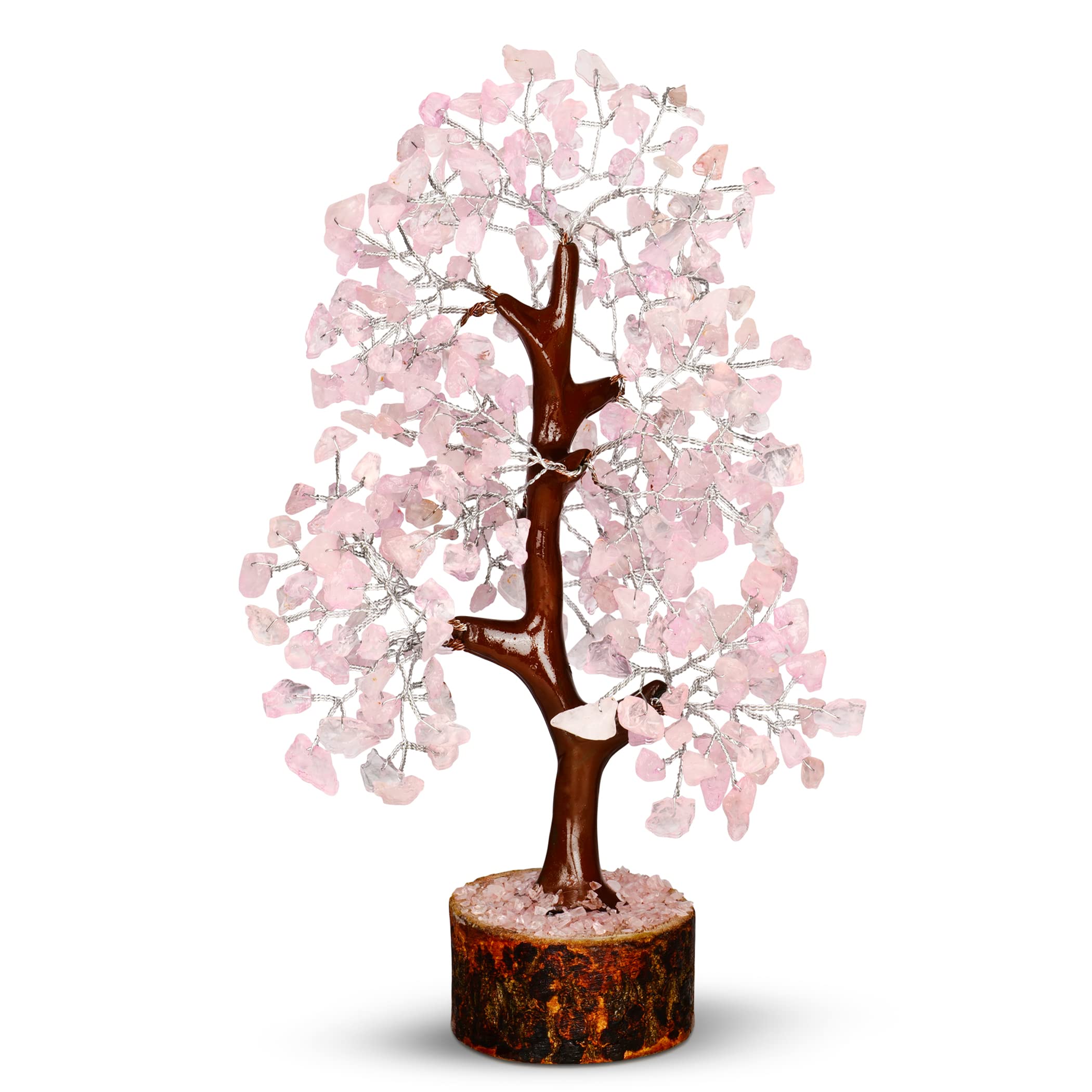 Rose Quartz Crystal 'Tree of Life', Spiritual Gift for Women - Aesthetic Pink Office Decor, Gemstone Desk Accessory