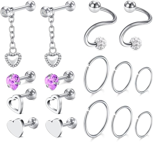 D.Bella 16G Clear UV Flexible Acrylic Lip Piercing Retainer Labret Studs Lip Ring Tragus Helix Cartilage Earring Stud Monroe Medusa Piercing Retainer