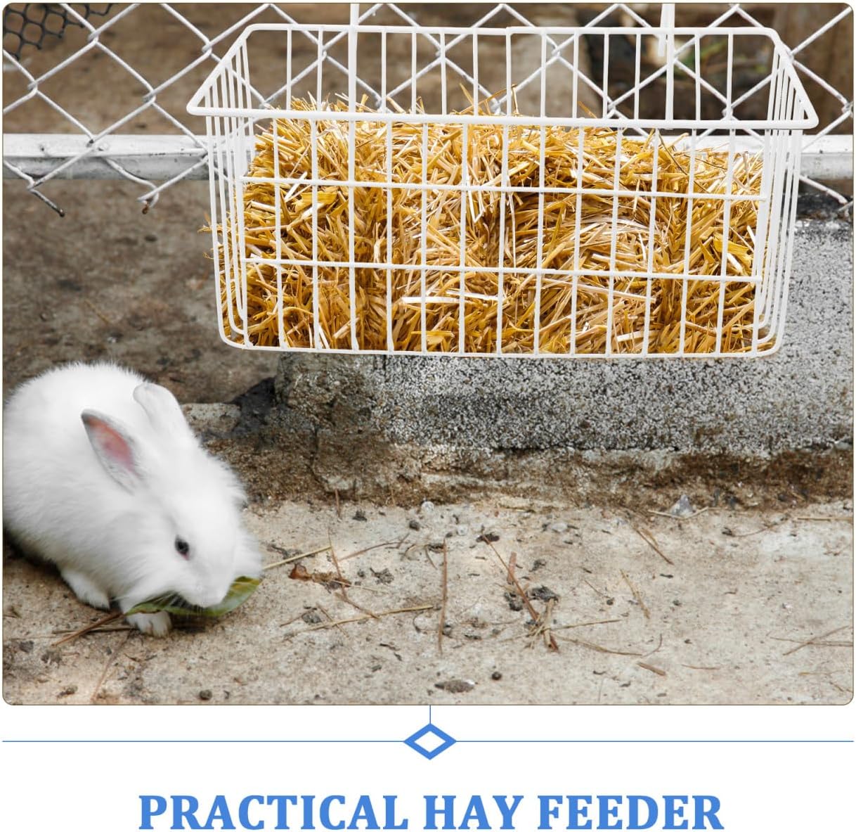 INOOMP Rabbit Hay Feeder Metal Rack Hanging Feeder for Caged Bunnies Small Animals Hay Dispenser Convenient Easy to Clean 8.66X5.12X4.13 Inches