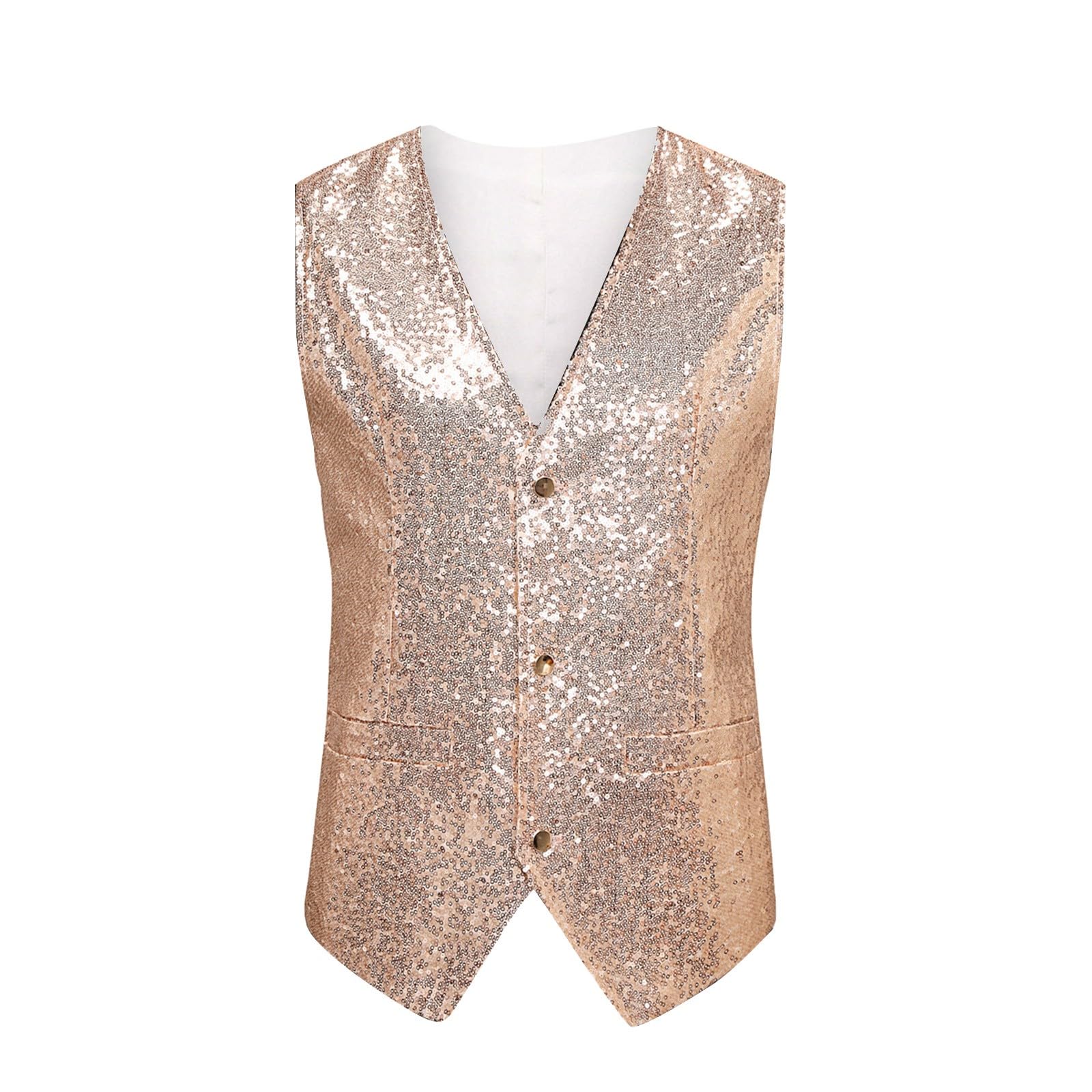 Gilet Paillettes Uomo Panciotto Elegante Giacca Glitter Abito Carnevale Casual Costumi Slim Fit Lucido Fashion Estivo Spettacolo Medievale
