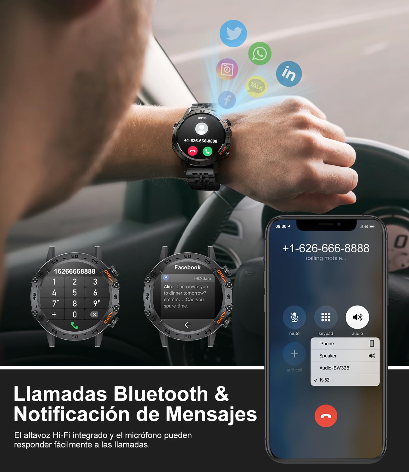 Smartwatch Uomo Chiamata Bluetooth con Effettua/Risposta Chiamate, 1,39" Orologio Smartwatch Militare con 2 Cinturini, 123 Modalità Sportive, Smartwatch con SpO2/Cardiofrequenzimetro per Android iOS