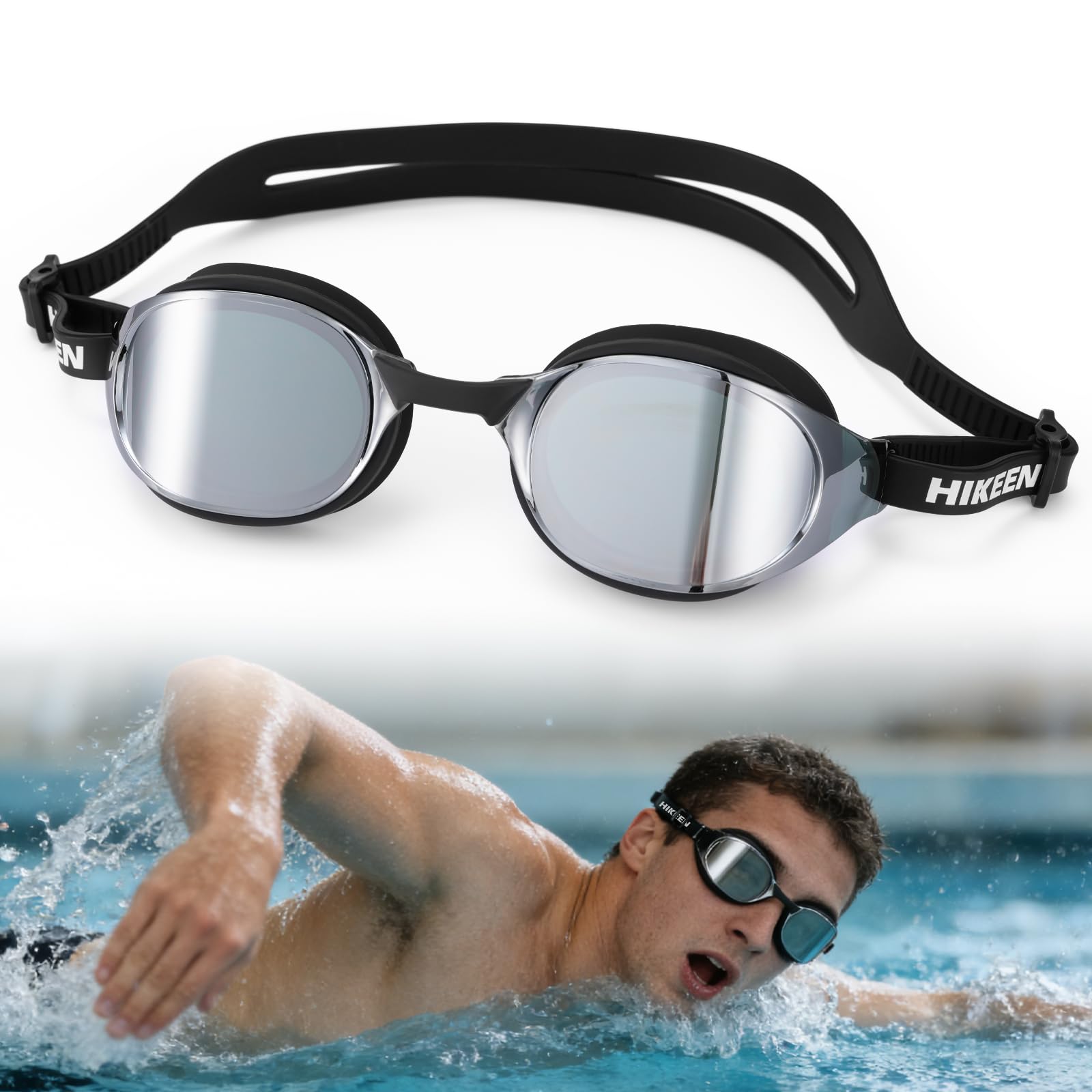 BOOSTEADY Schwimmbrille für Erwachsene mit Antibeschlag, 3D-Dichtung & UV-Schutz für Herren und Damen, Schwarz/Weiß/Rosa/Blau - Polarisierte Gläser/Klare Gläser
