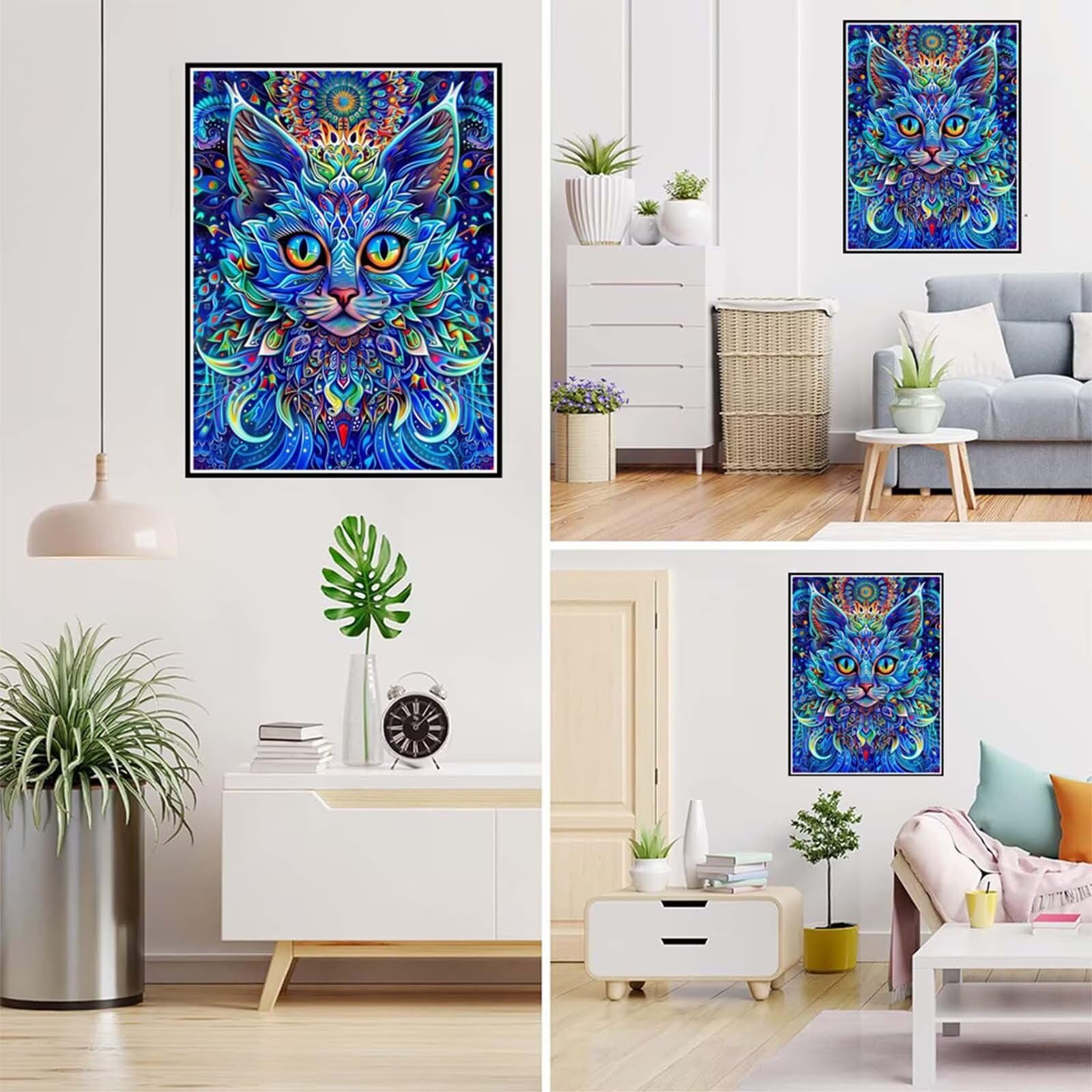 Diamond Painting Blume Malen Nach Zahlen Erwachsene, 5D Diamant Painting Bilder Katze Diamond-painting Mosaikherstellung Bastelset Kinder ab 6 Jahre, Deko Wohnzimmer, Mädchen Geschenke 70x100cm 6X-811